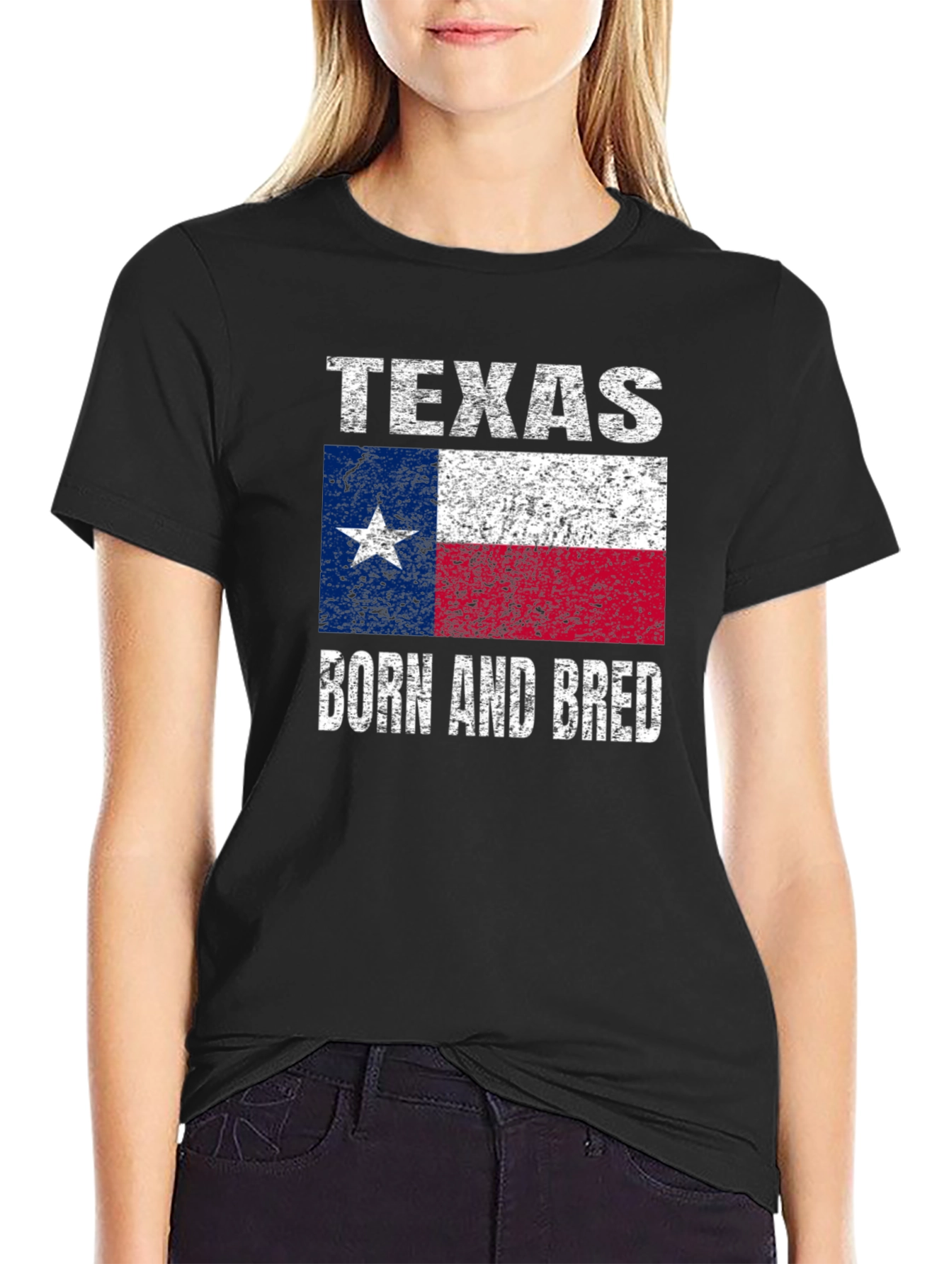 Texas Born and Bred Flag Graphic T-Shirt