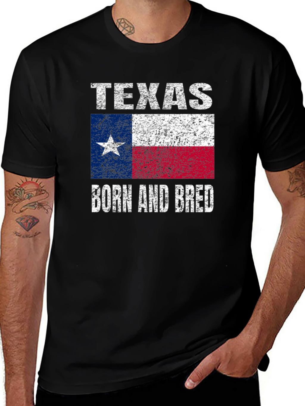 Texas Born and Bred Flag Graphic T-Shirt