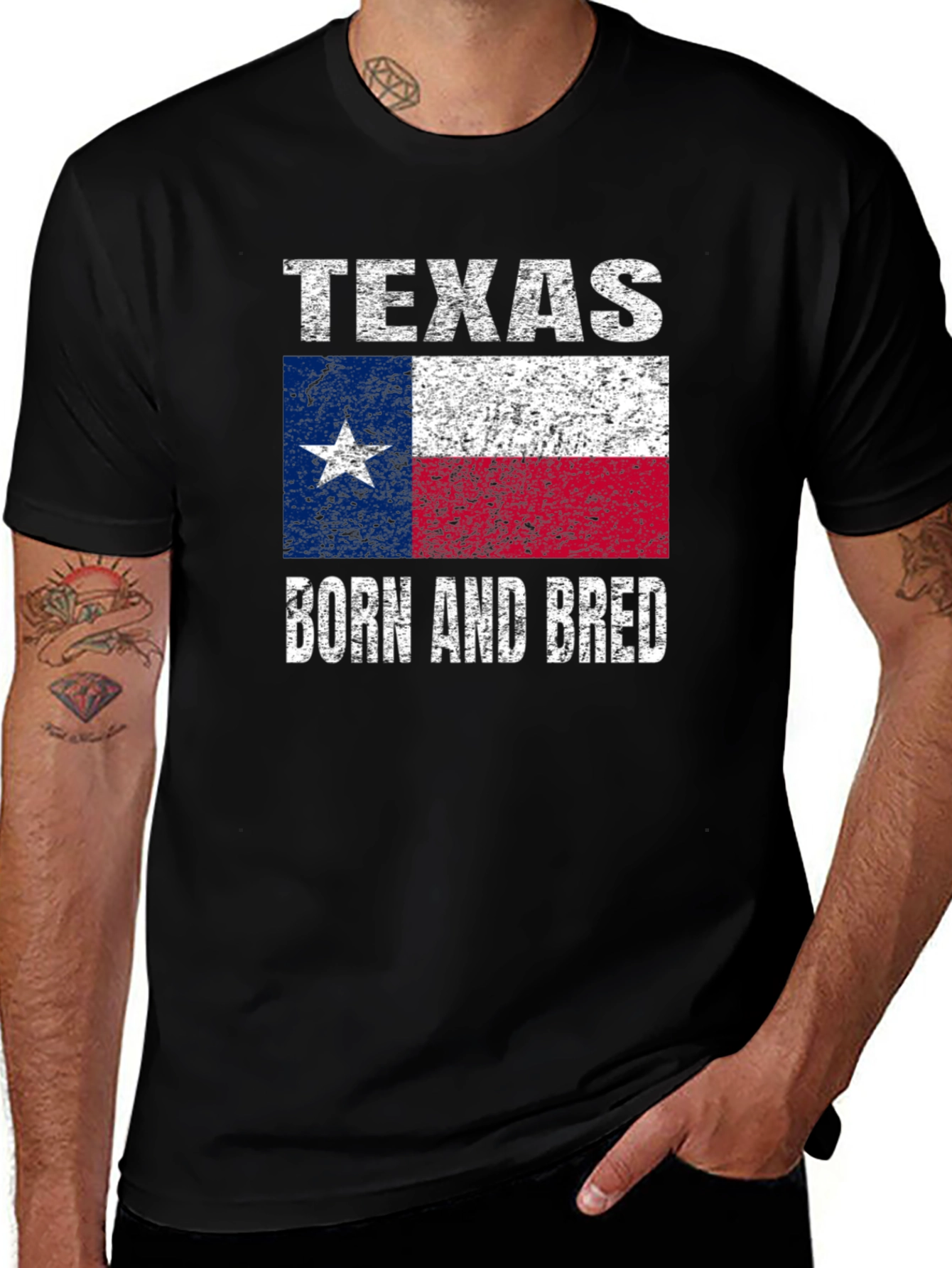 Texas Born and Bred Flag Graphic T-Shirt