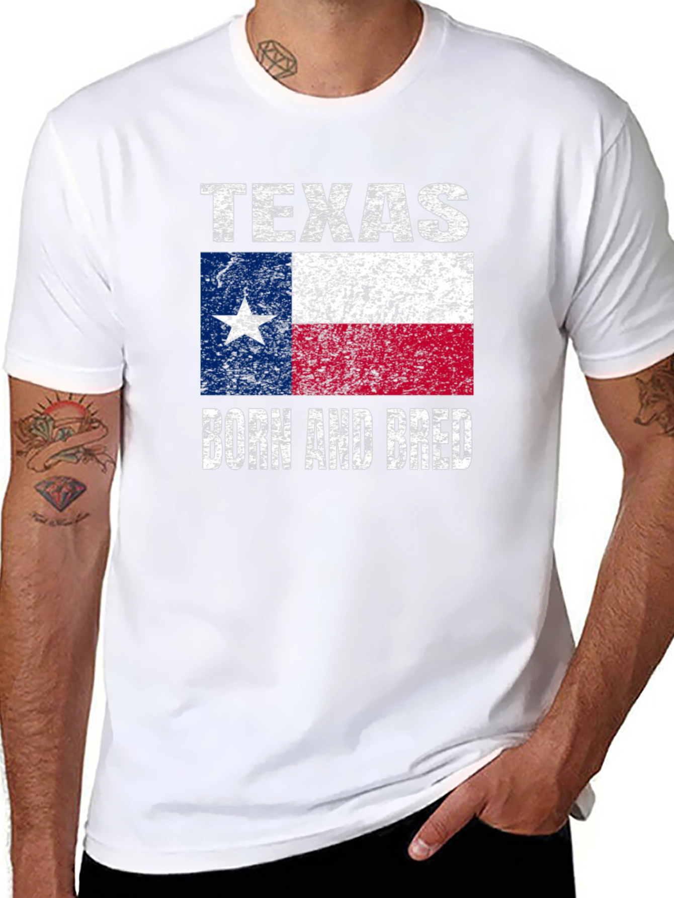 Texas Born and Bred Flag Graphic T-Shirt
