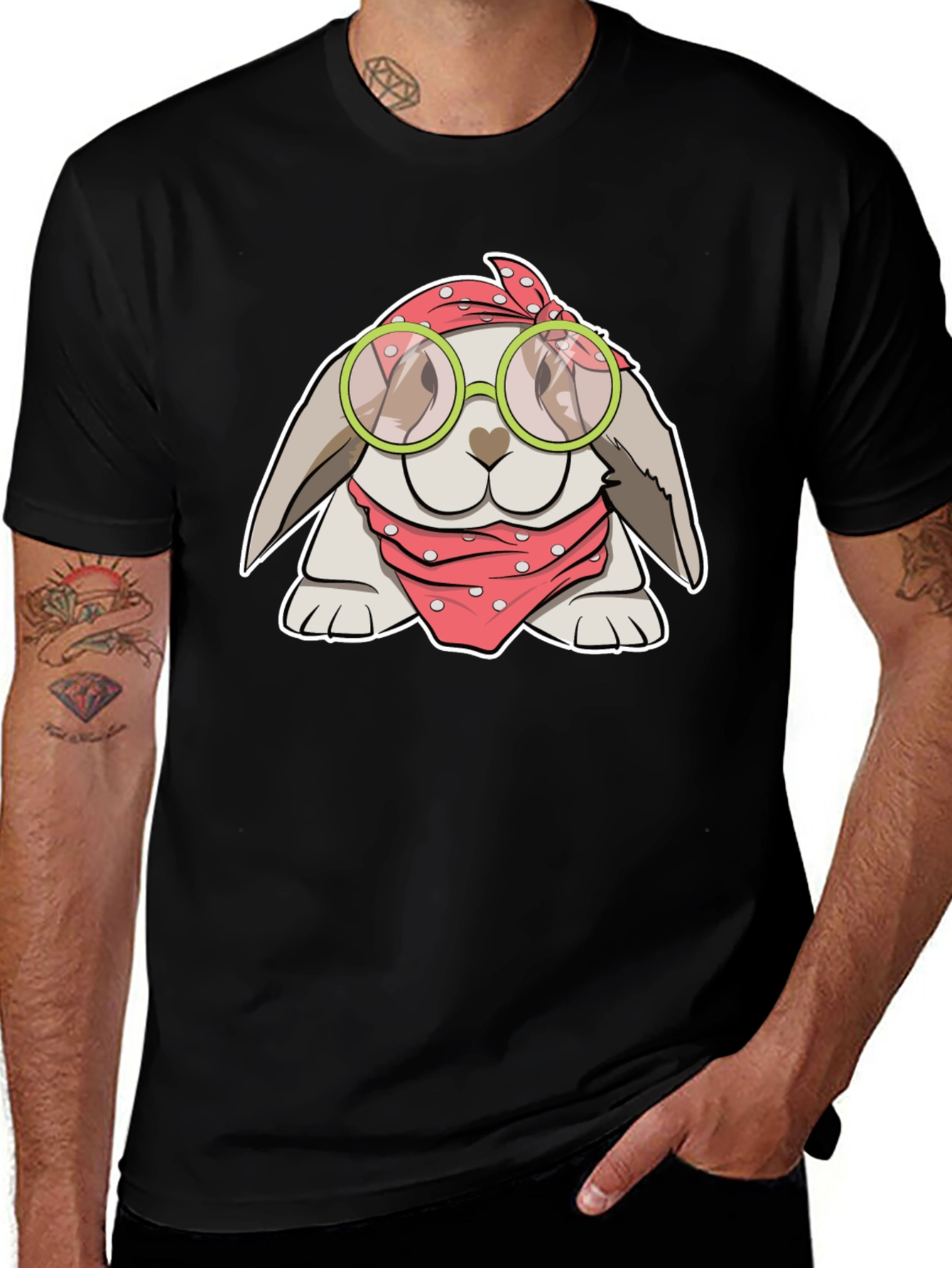 Bunny with Bandana Graphic Tee - Cool Casual Comfort
