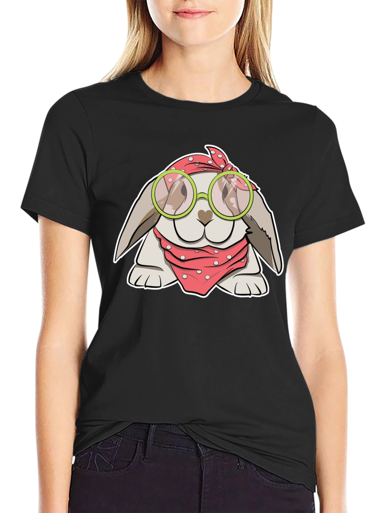 Bunny with Bandana Graphic Tee - Cool Casual Comfort