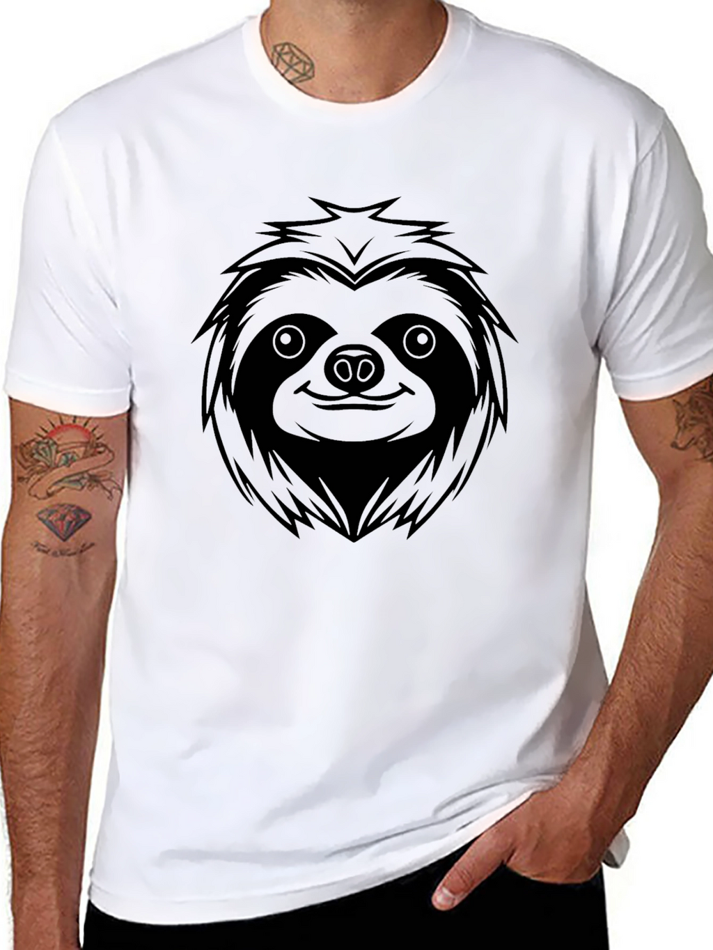 Cool Sloth Graphic Tee - Relaxed Fit Black T-Shirt