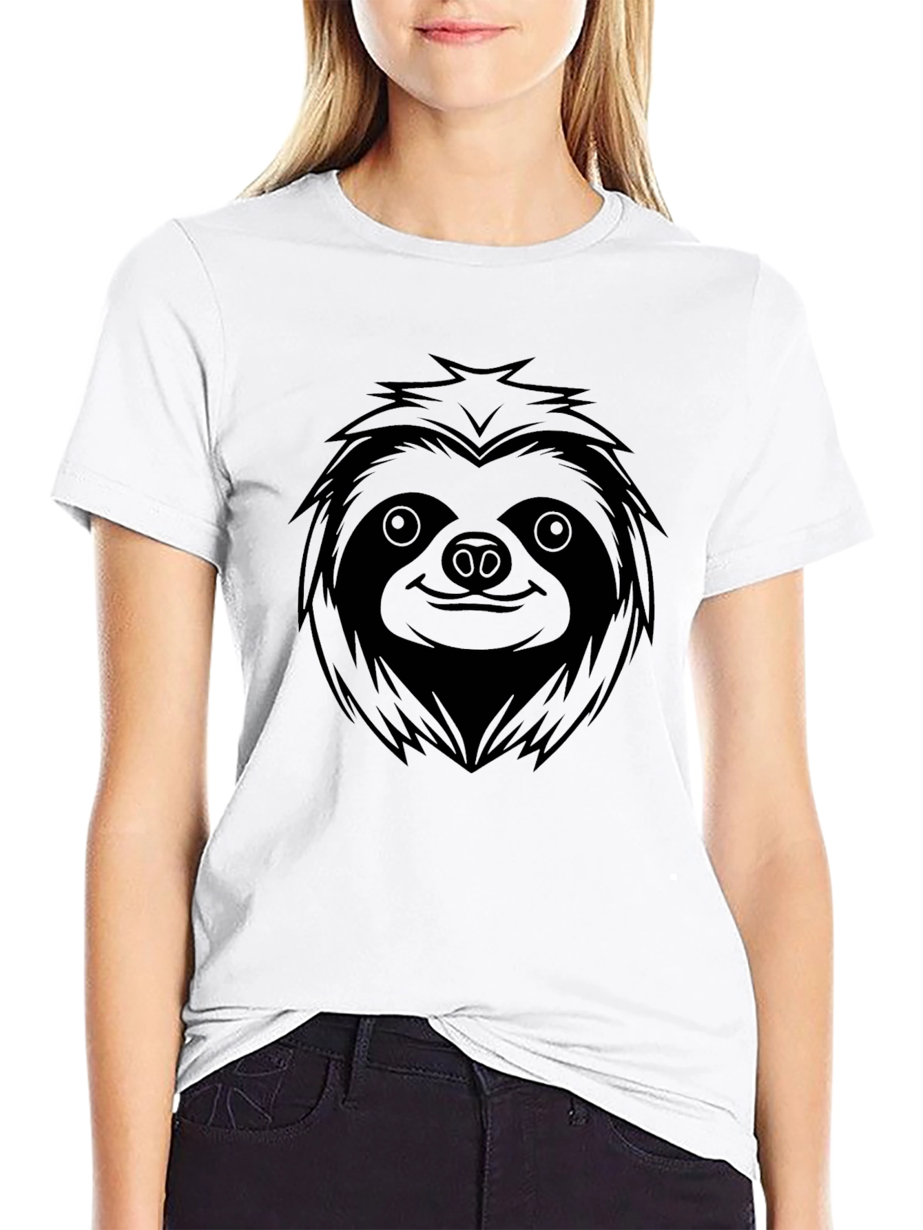 Cool Sloth Graphic Tee - Relaxed Fit Black T-Shirt
