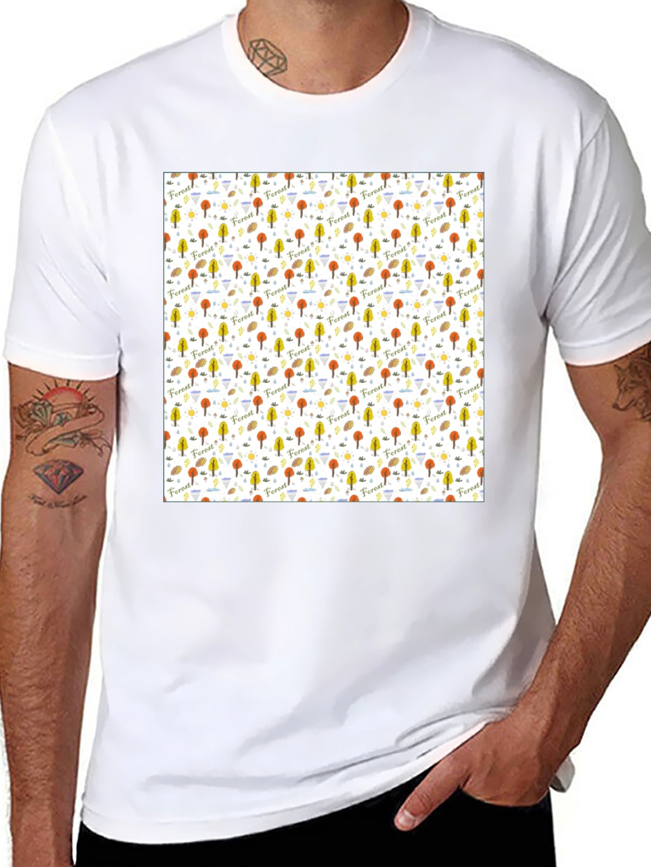Forest Pattern T-Shirt - Nature Inspired Design