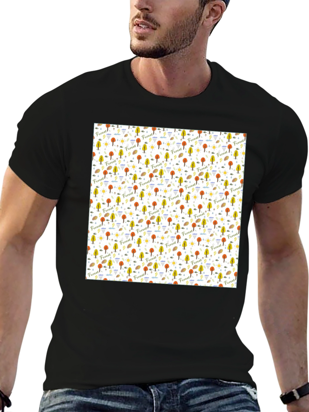 Forest Pattern T-Shirt - Nature Inspired Design