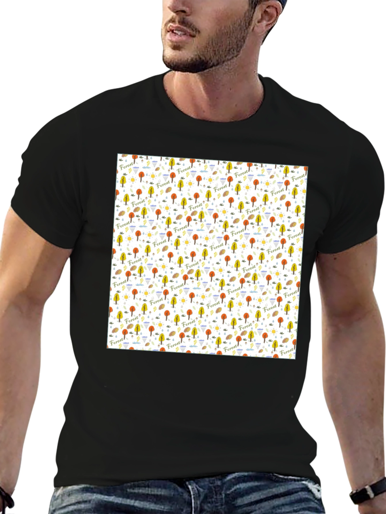 Forest Pattern T-Shirt - Nature Inspired Design