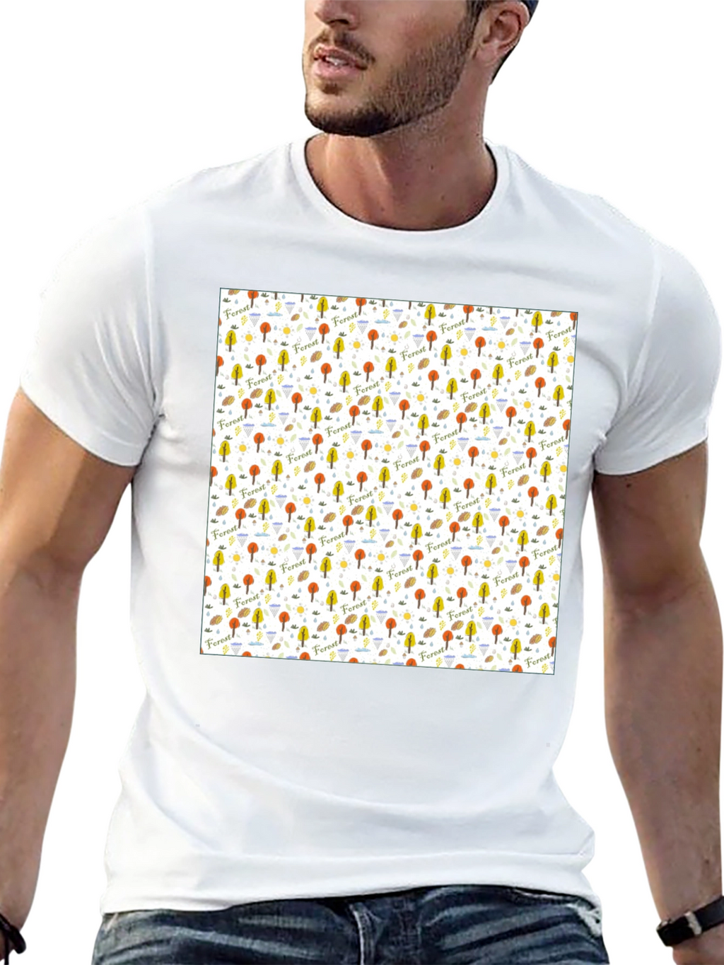 Forest Pattern T-Shirt - Nature Inspired Design