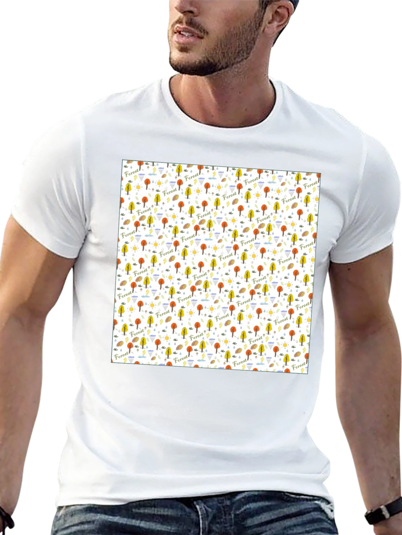 Forest Pattern T-Shirt - Nature Inspired Design