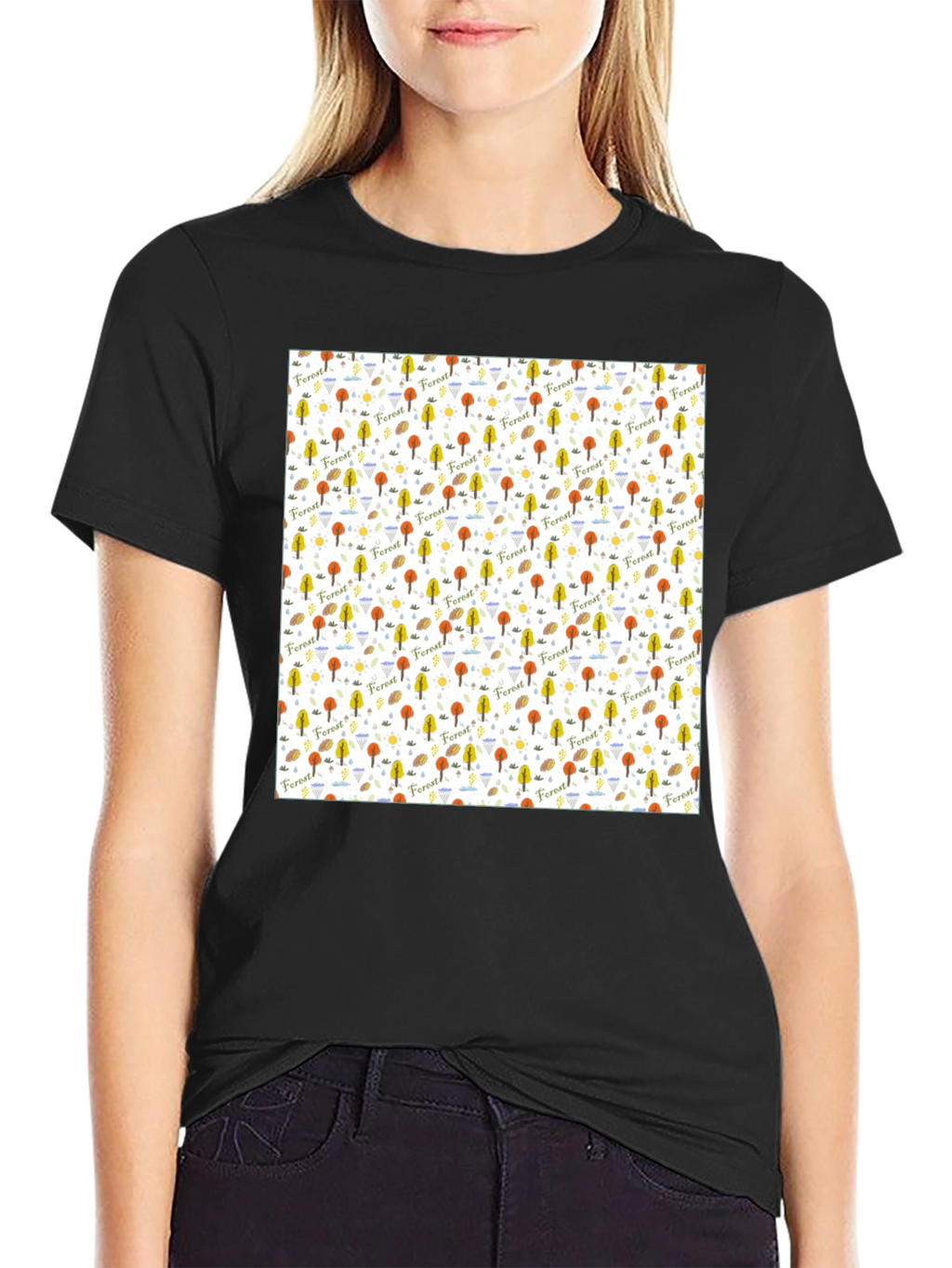 Forest Pattern T-Shirt - Nature Inspired Design