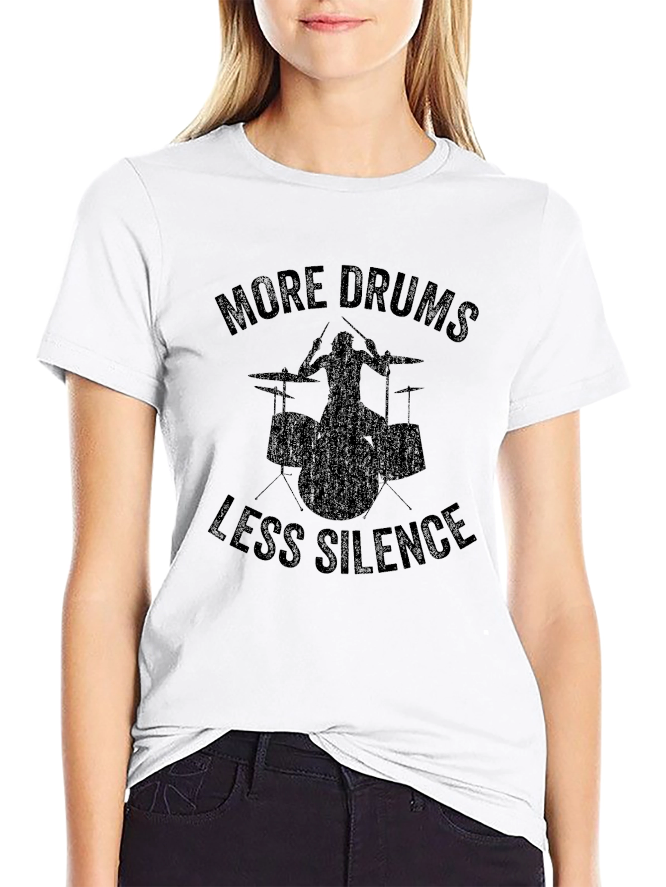 More Drums Less Silence Black Graphic T-Shirt
