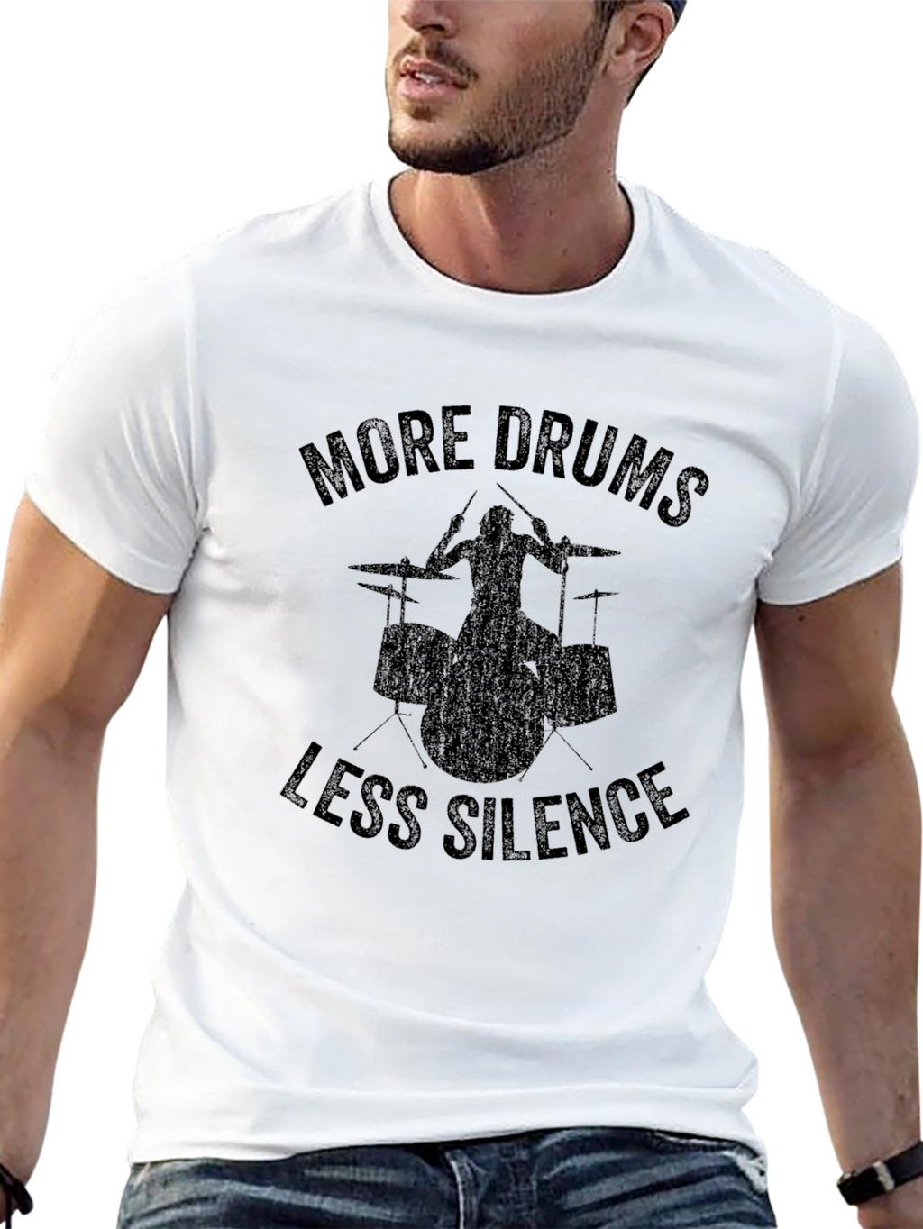 More Drums Less Silence Black Graphic T-Shirt