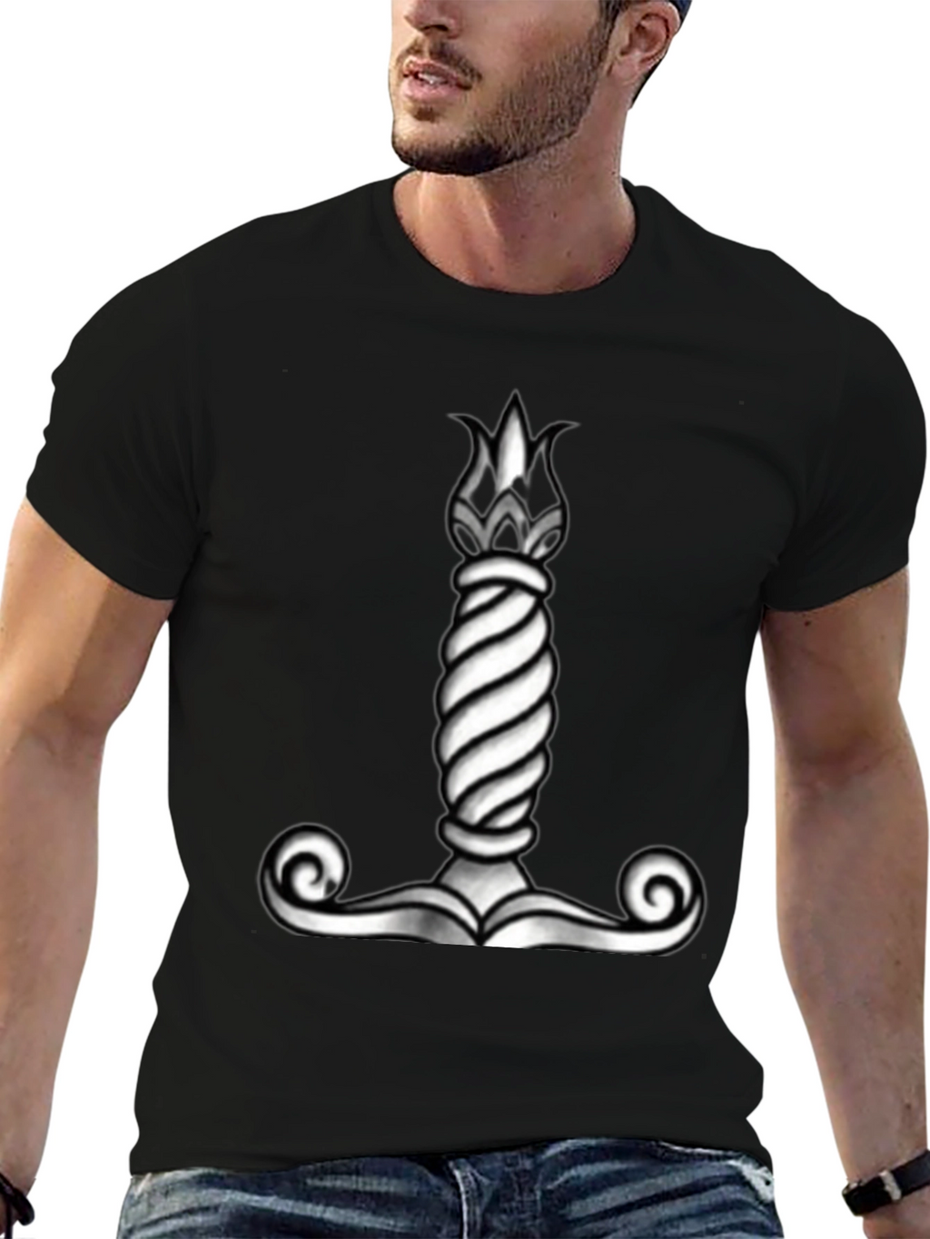Viking Mjolnir Hammer Graphic Tee - Black