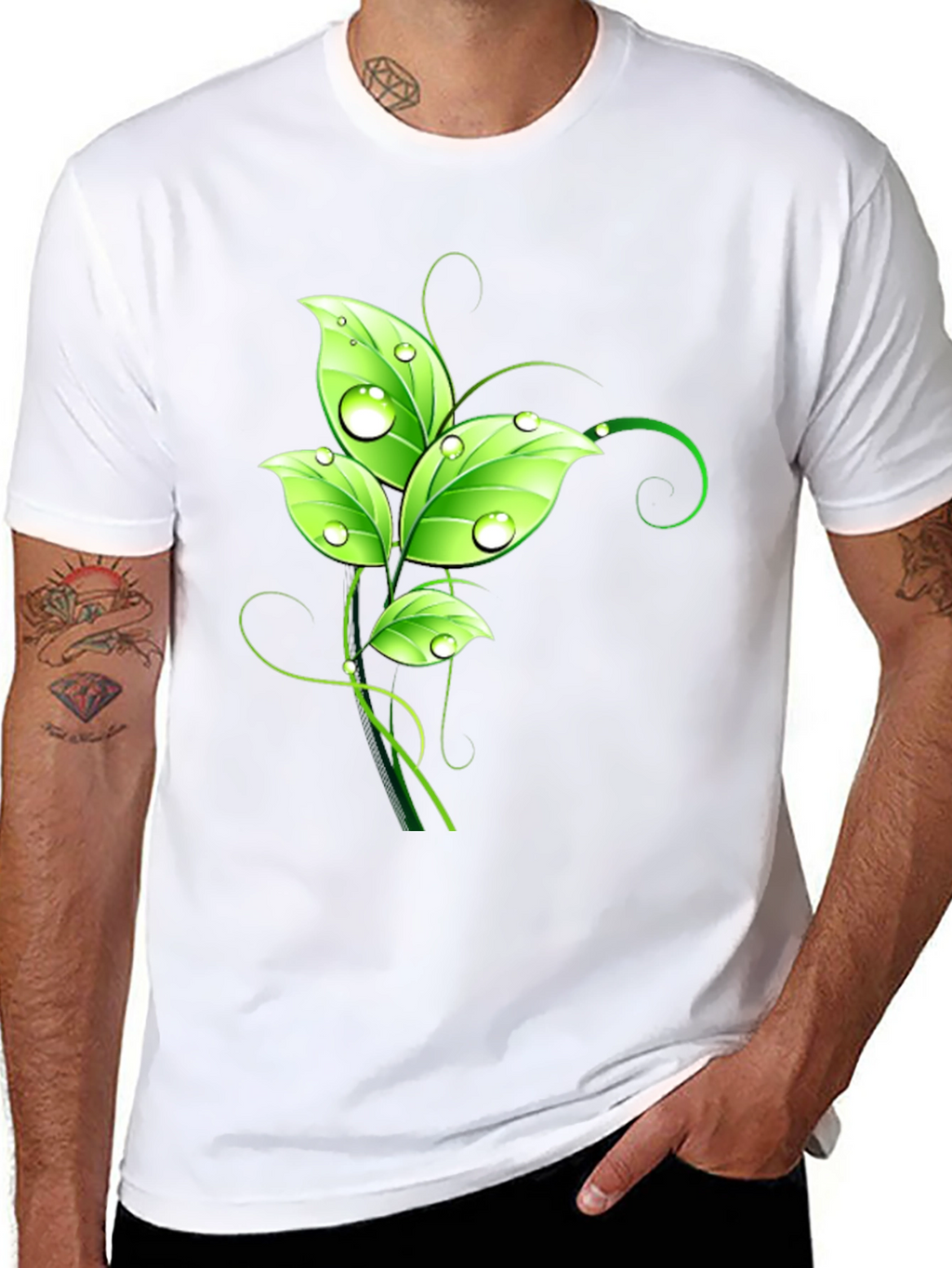 Nature Inspired Leaf Graphic Black T-Shirt