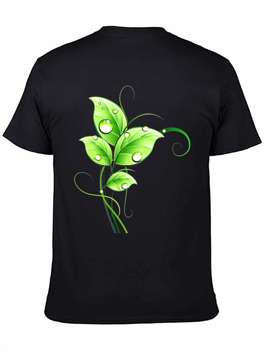 Nature Inspired Leaf Graphic Black T-Shirt