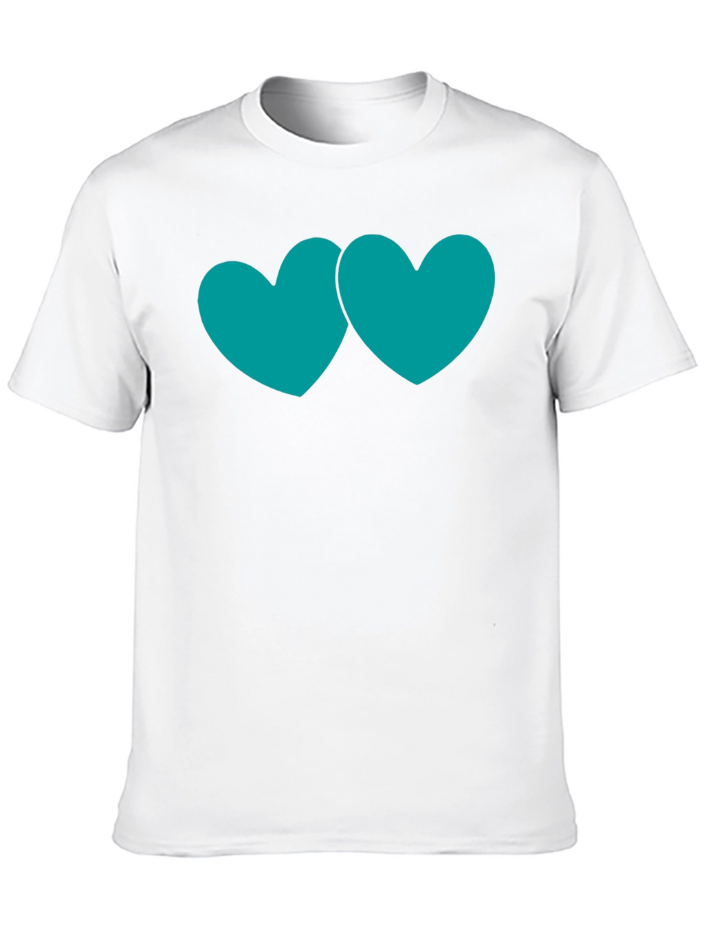 Black T-Shirt with Teal Double Heart Graphic
