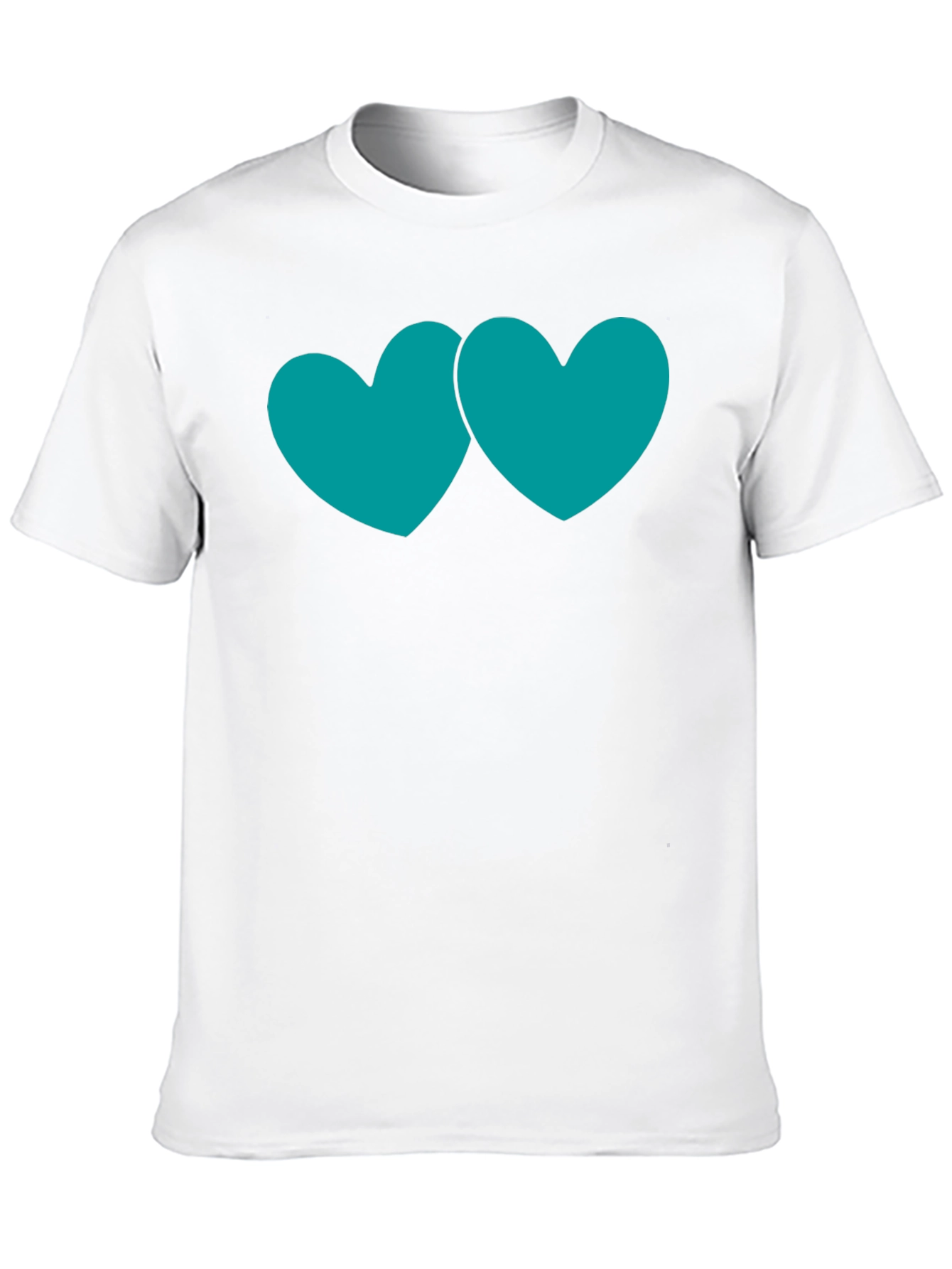 Black T-Shirt with Teal Double Heart Graphic