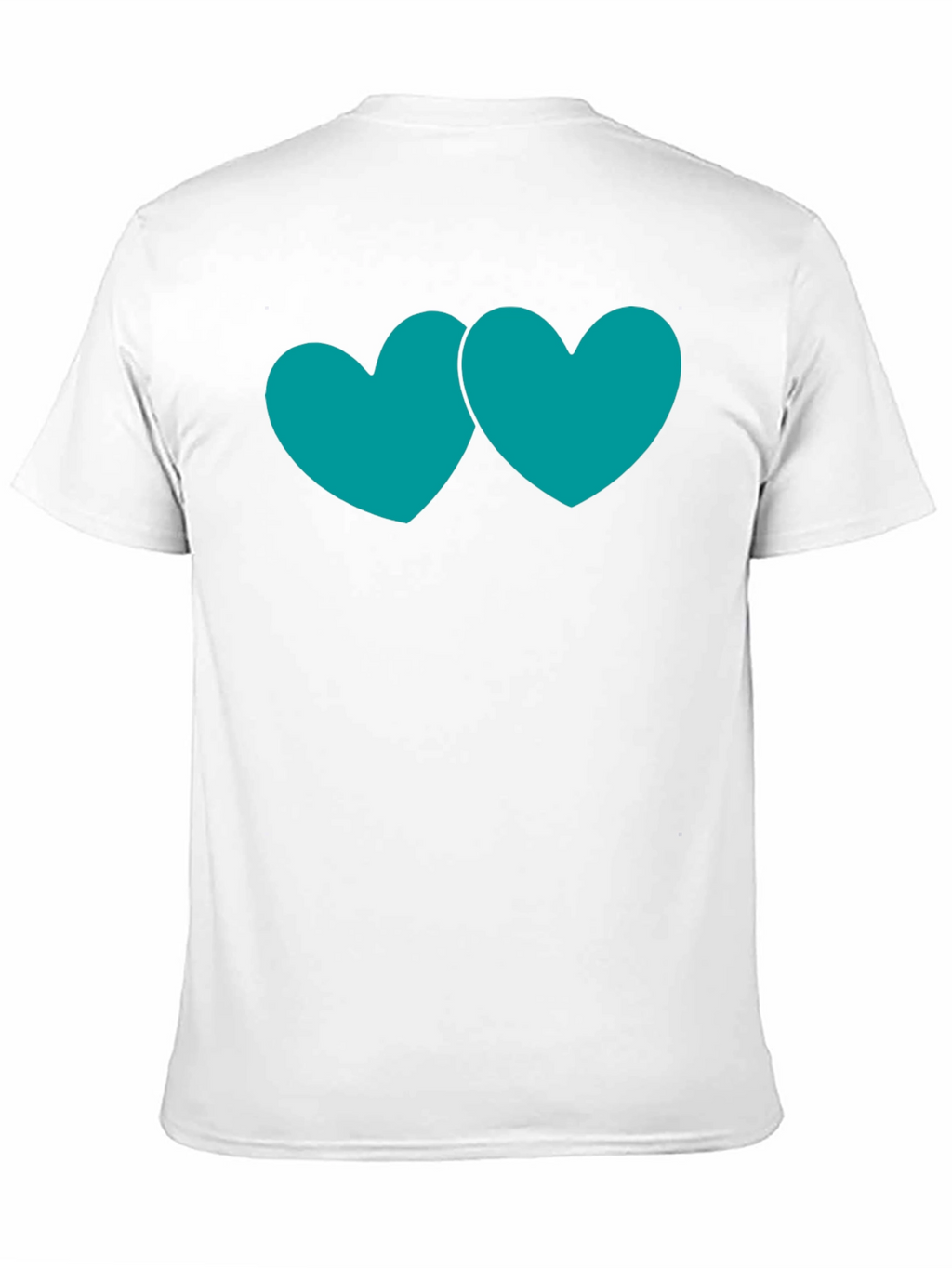 Black T-Shirt with Teal Double Heart Graphic
