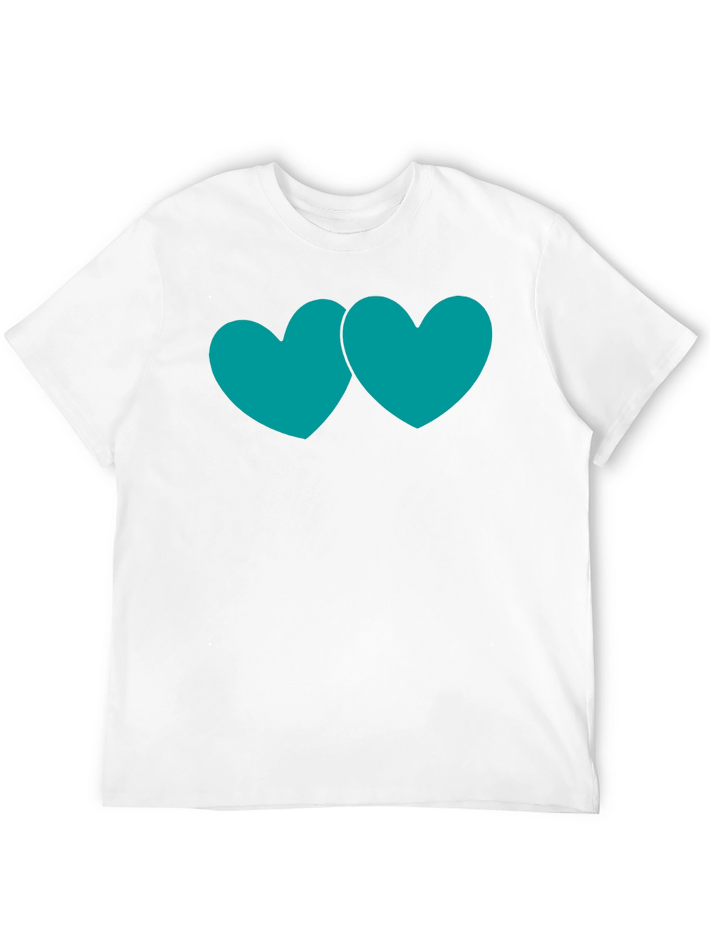 Black T-Shirt with Teal Double Heart Graphic