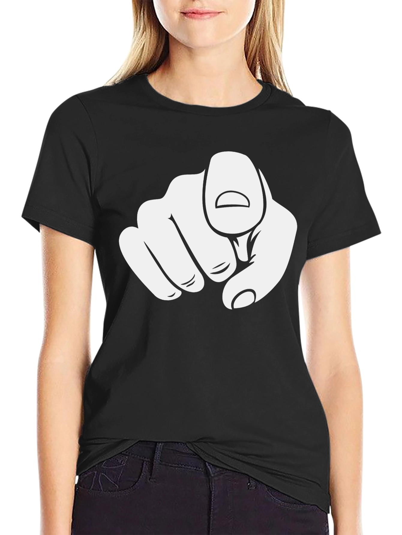 Pointing Finger Graphic Black T-Shirt
