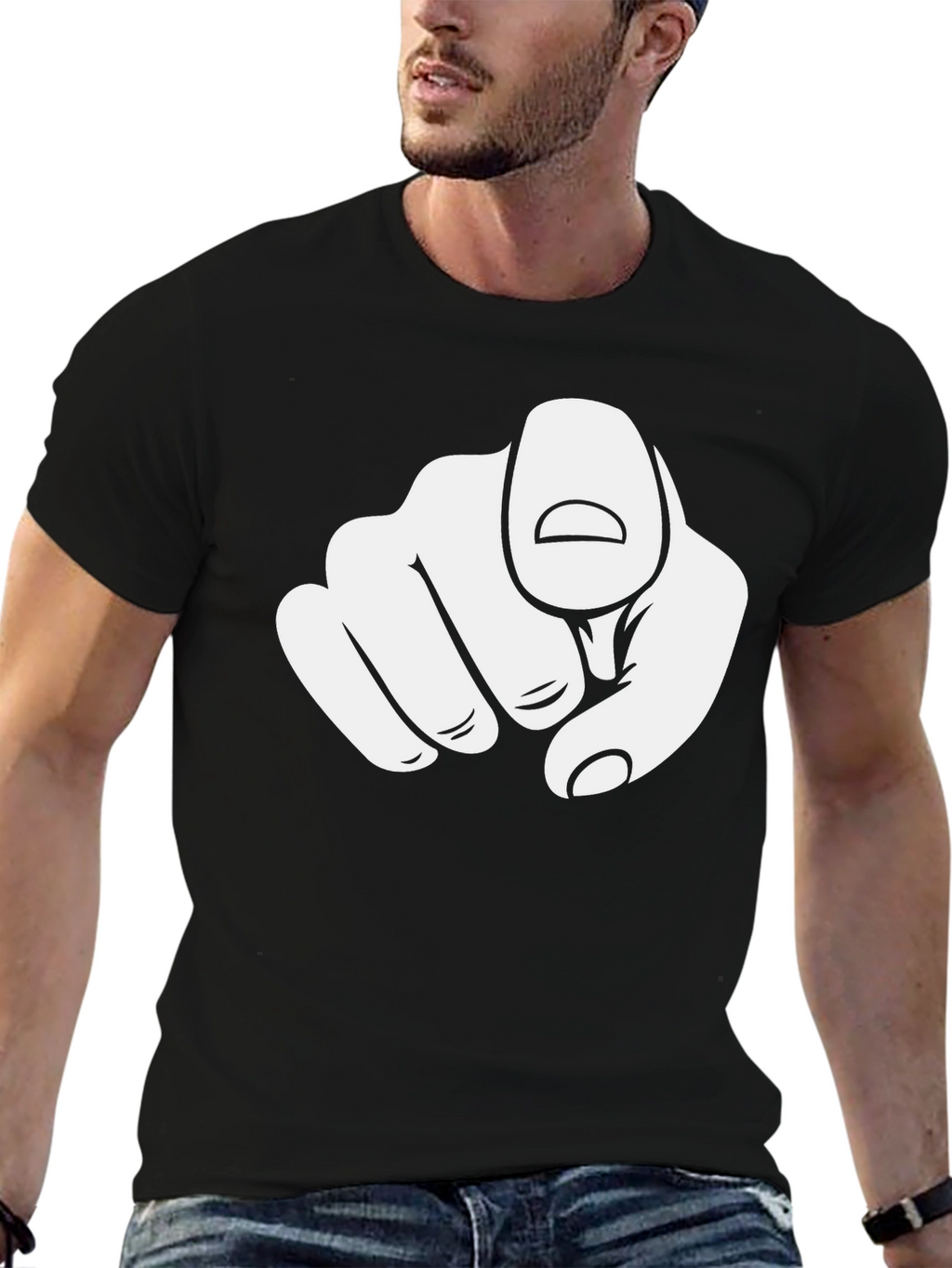 Pointing Finger Graphic Black T-Shirt