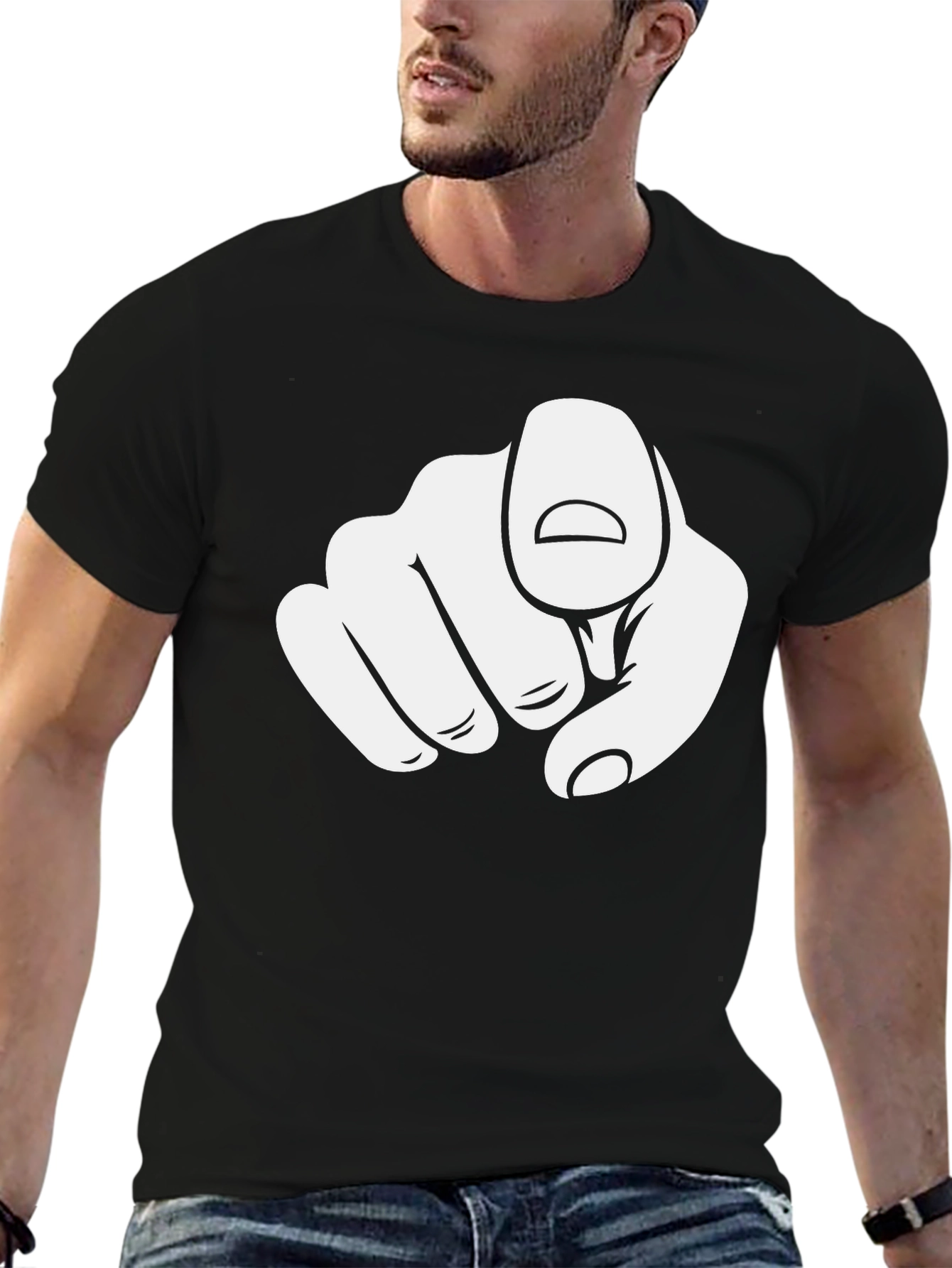 Pointing Finger Graphic Black T-Shirt