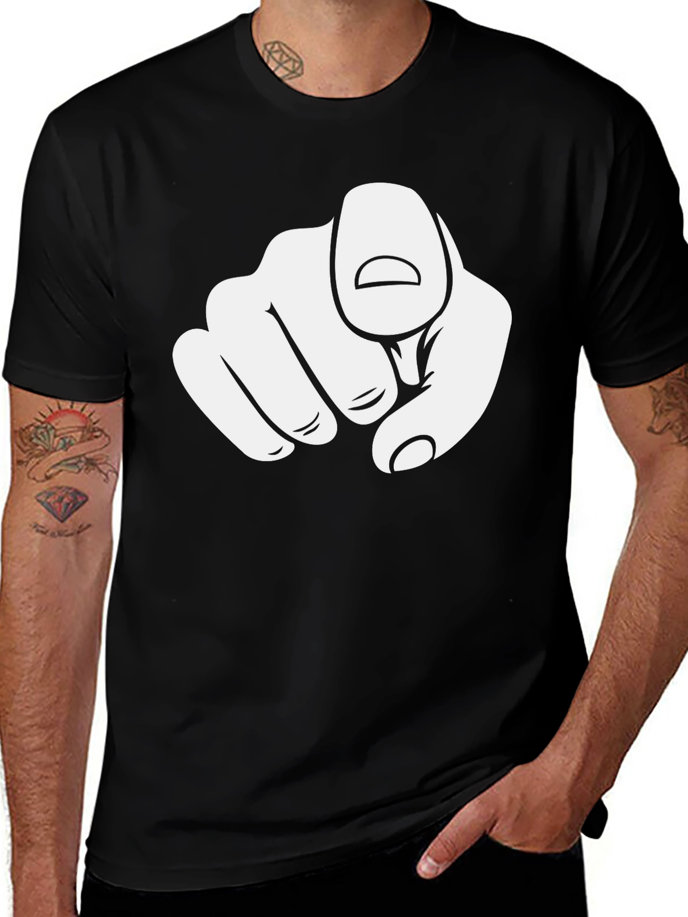 Pointing Finger Graphic Black T-Shirt