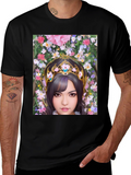Floral Maiden Graphic T-Shirt - Black