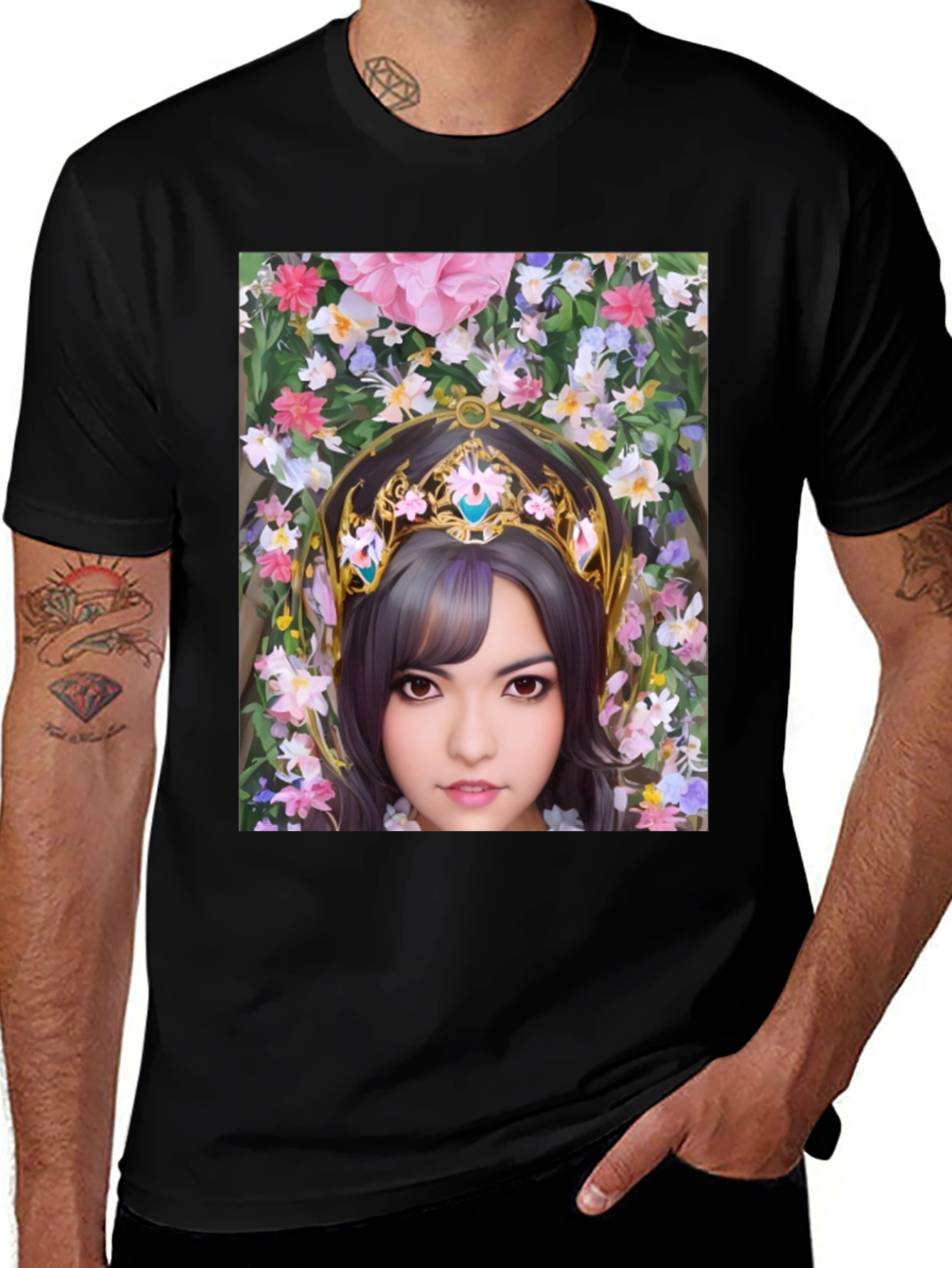 Floral Maiden Graphic T-Shirt - Black