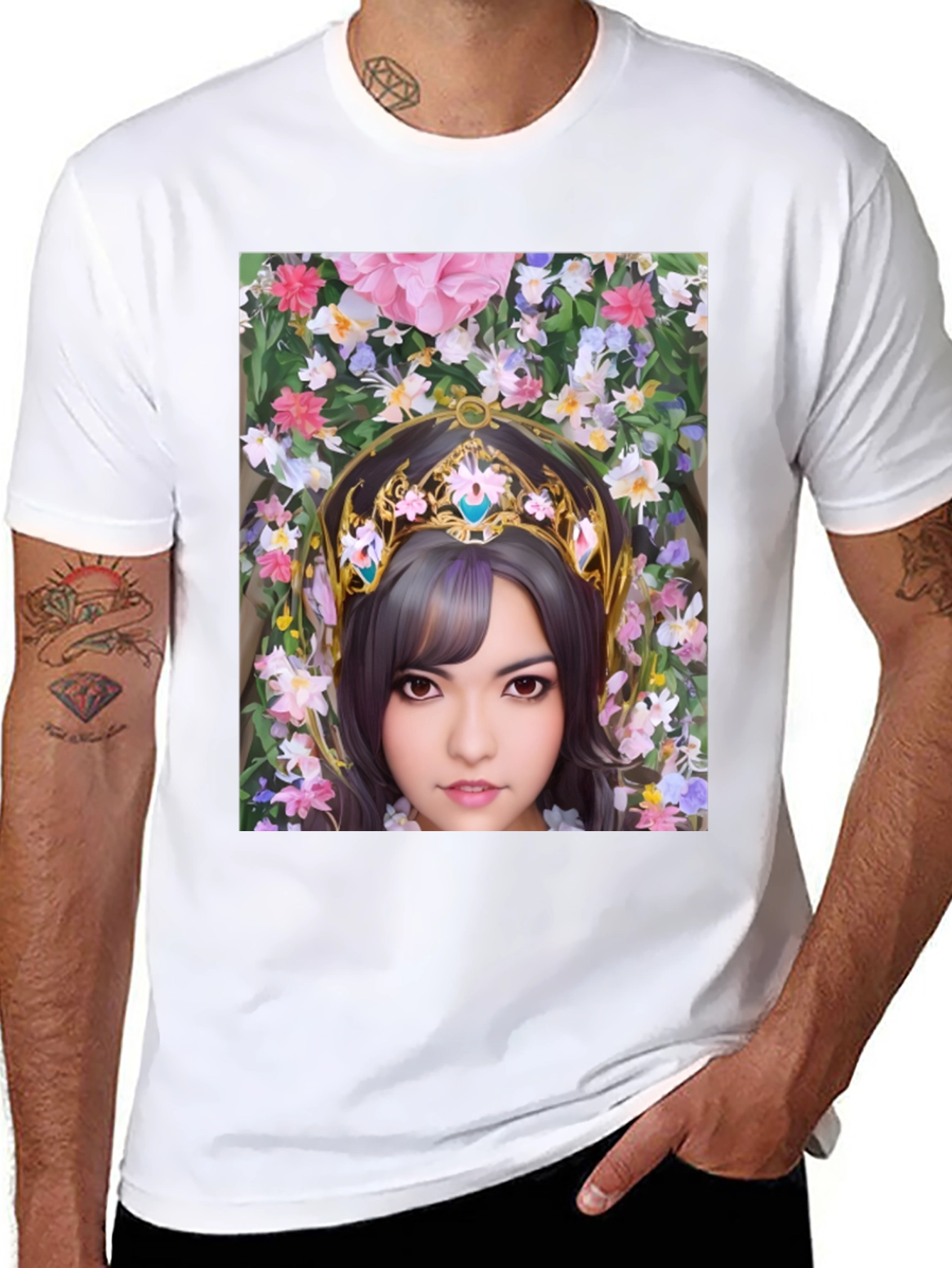 Floral Maiden Graphic T-Shirt - Black