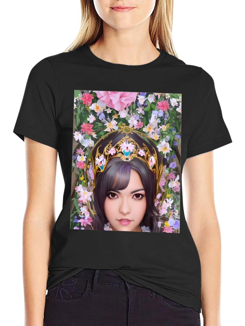 Floral Maiden Graphic T-Shirt - Black