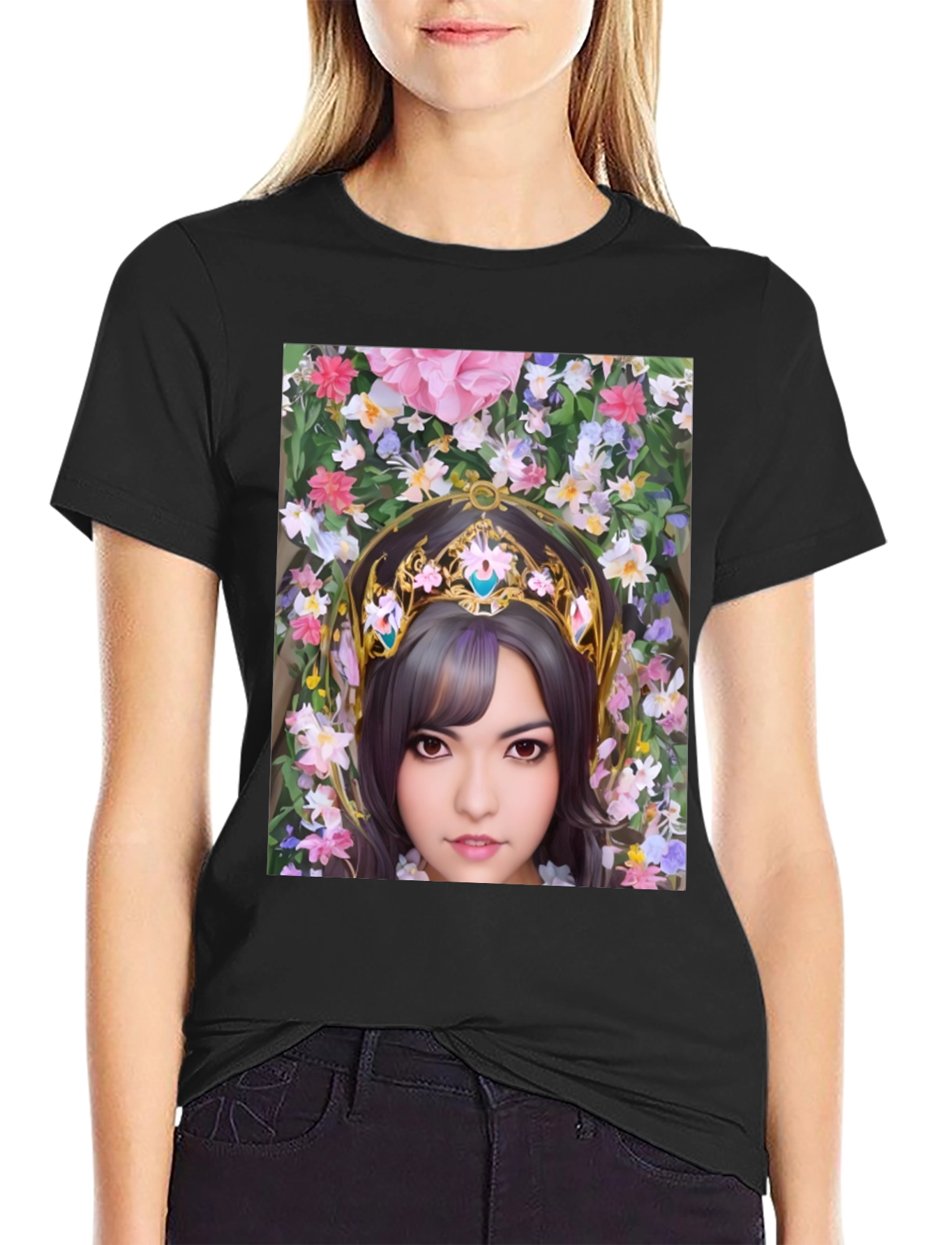 Floral Maiden Graphic T-Shirt - Black