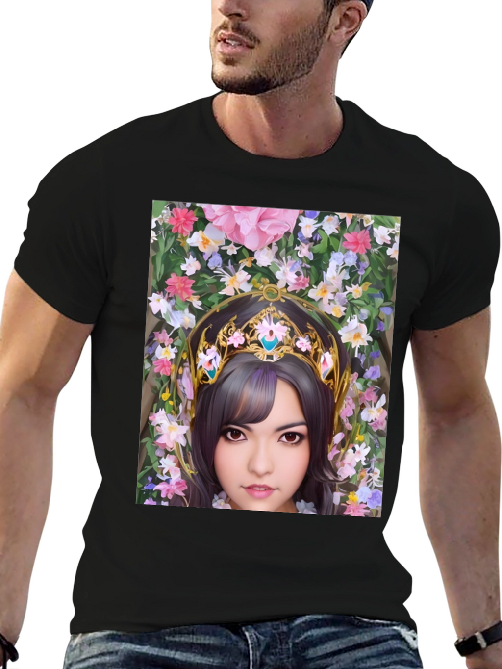 Floral Maiden Graphic T-Shirt - Black