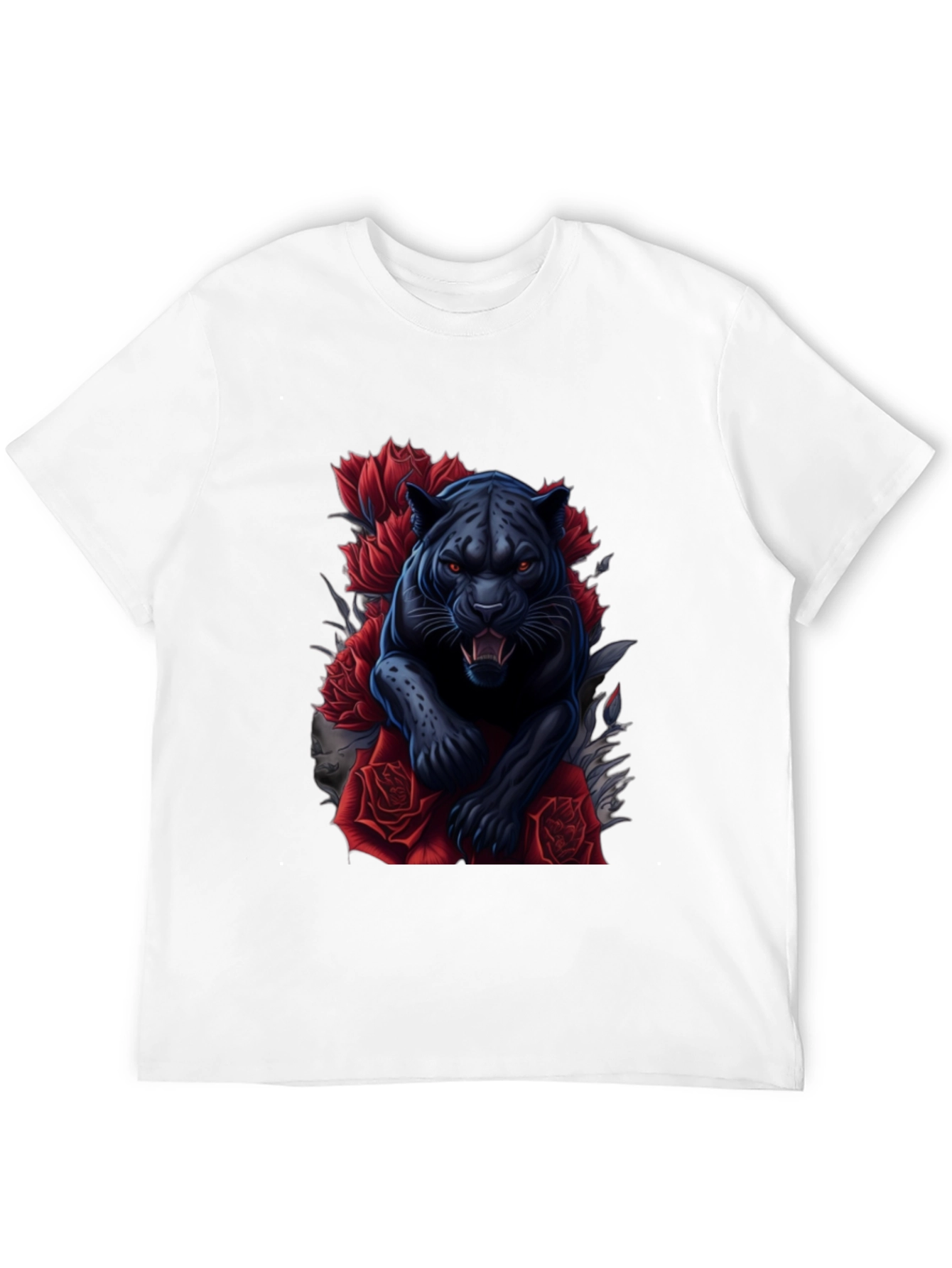 Black Panther & Roses Graphic Tee