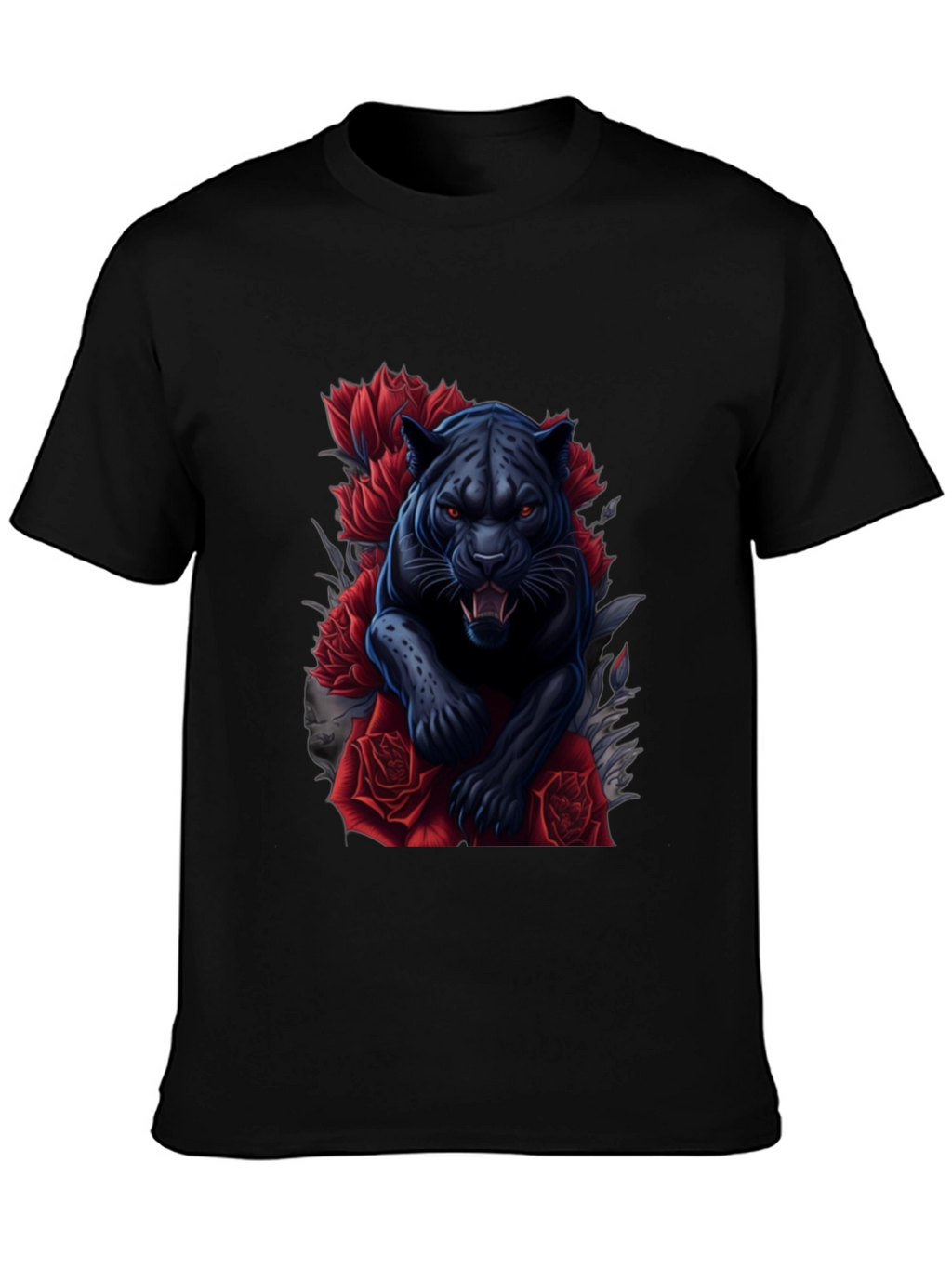 Black Panther & Roses Graphic Tee
