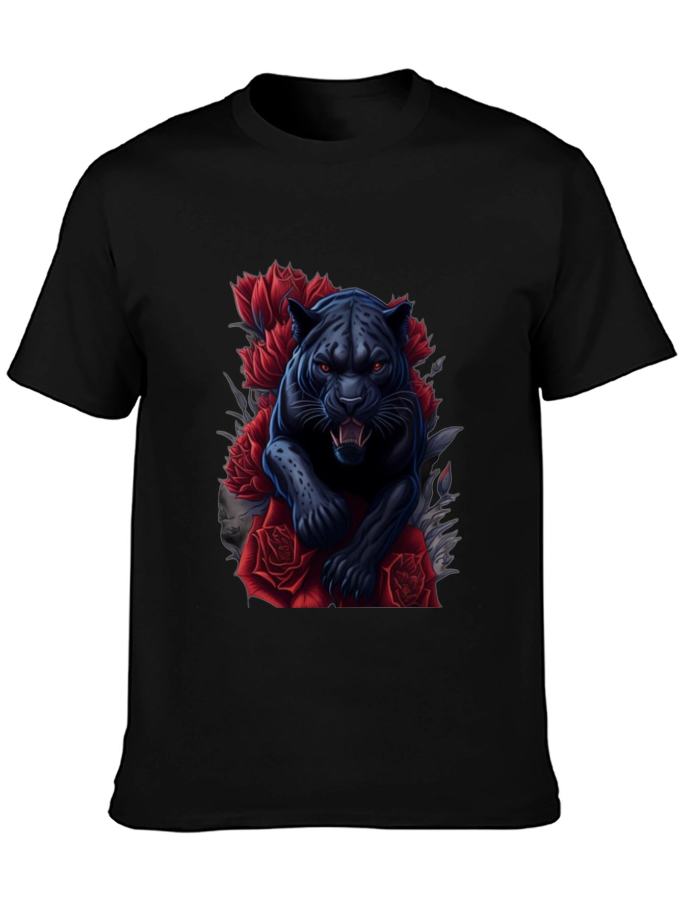 Black Panther & Roses Graphic Tee