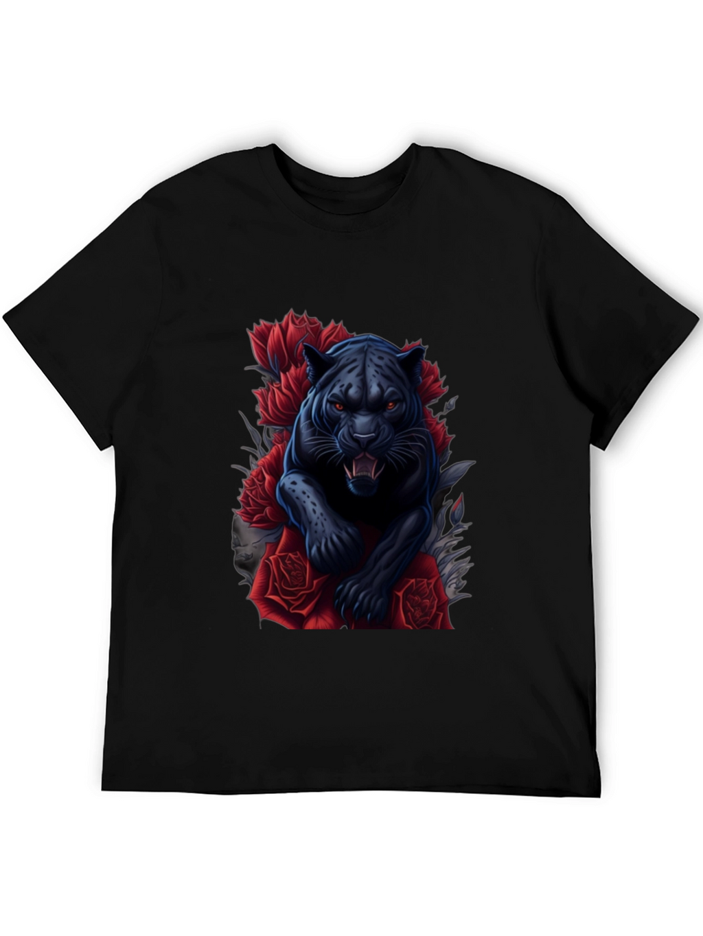 Black Panther & Roses Graphic Tee