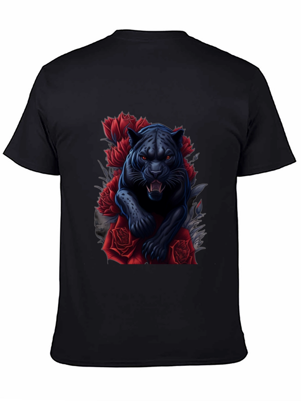 Black Panther & Roses Graphic Tee
