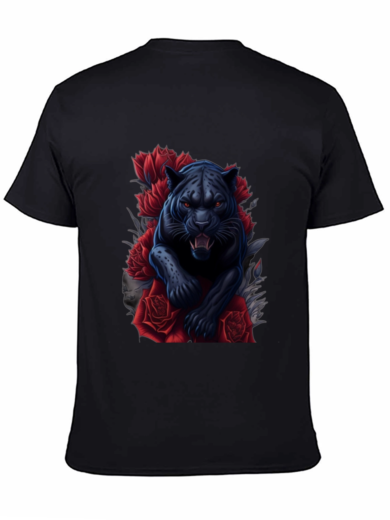 Black Panther & Roses Graphic Tee