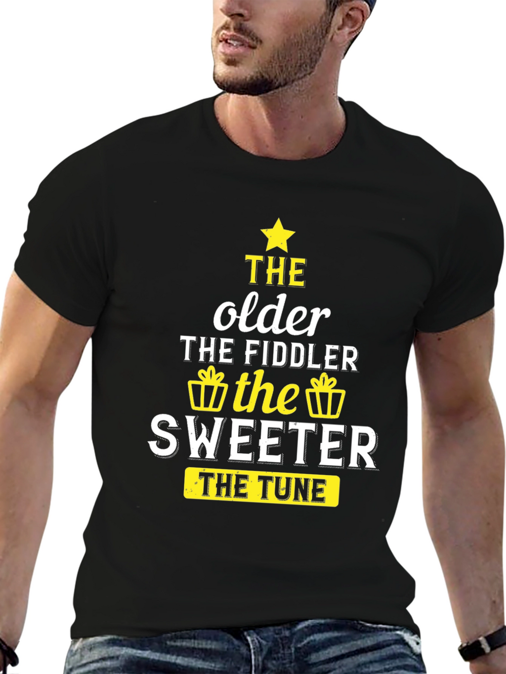The Older the Fiddler the Sweeter Black T-Shirt