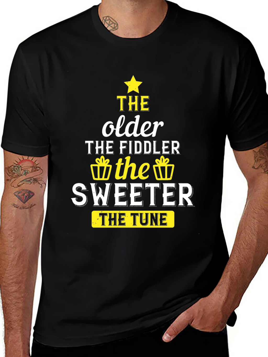 The Older the Fiddler the Sweeter Black T-Shirt