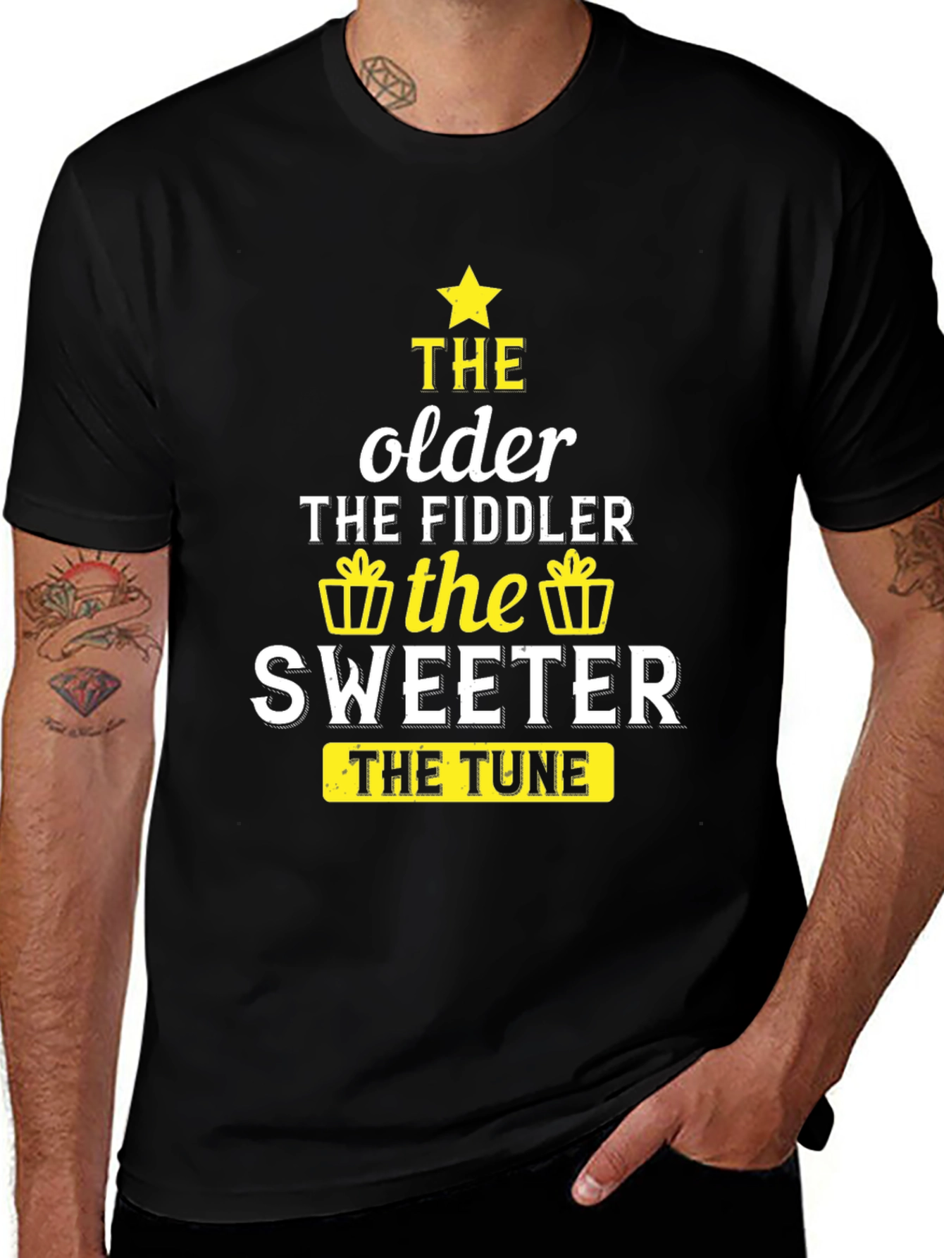 The Older the Fiddler the Sweeter Black T-Shirt