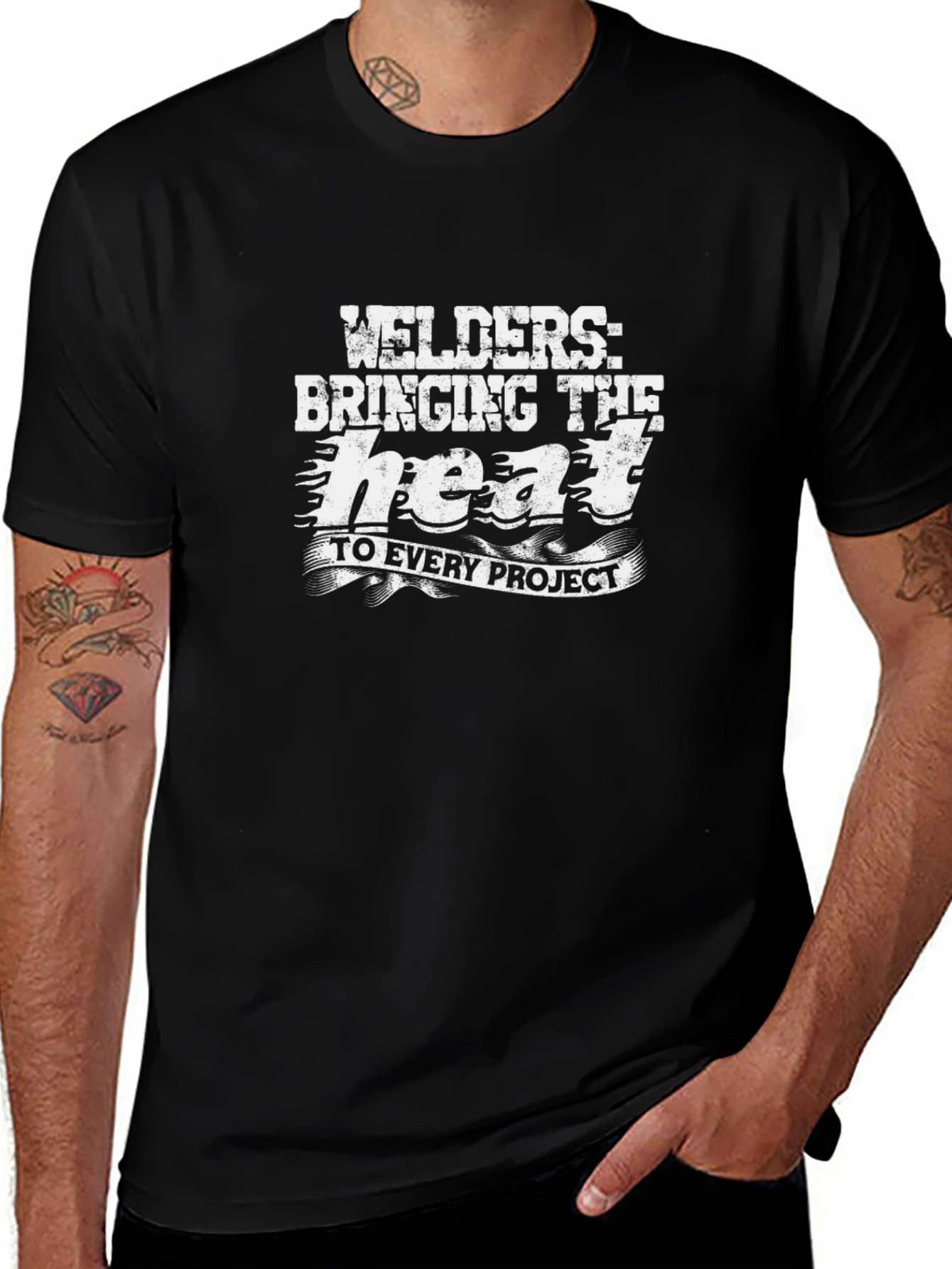 Welders Bringing The Heat Black Graphic T-Shirt