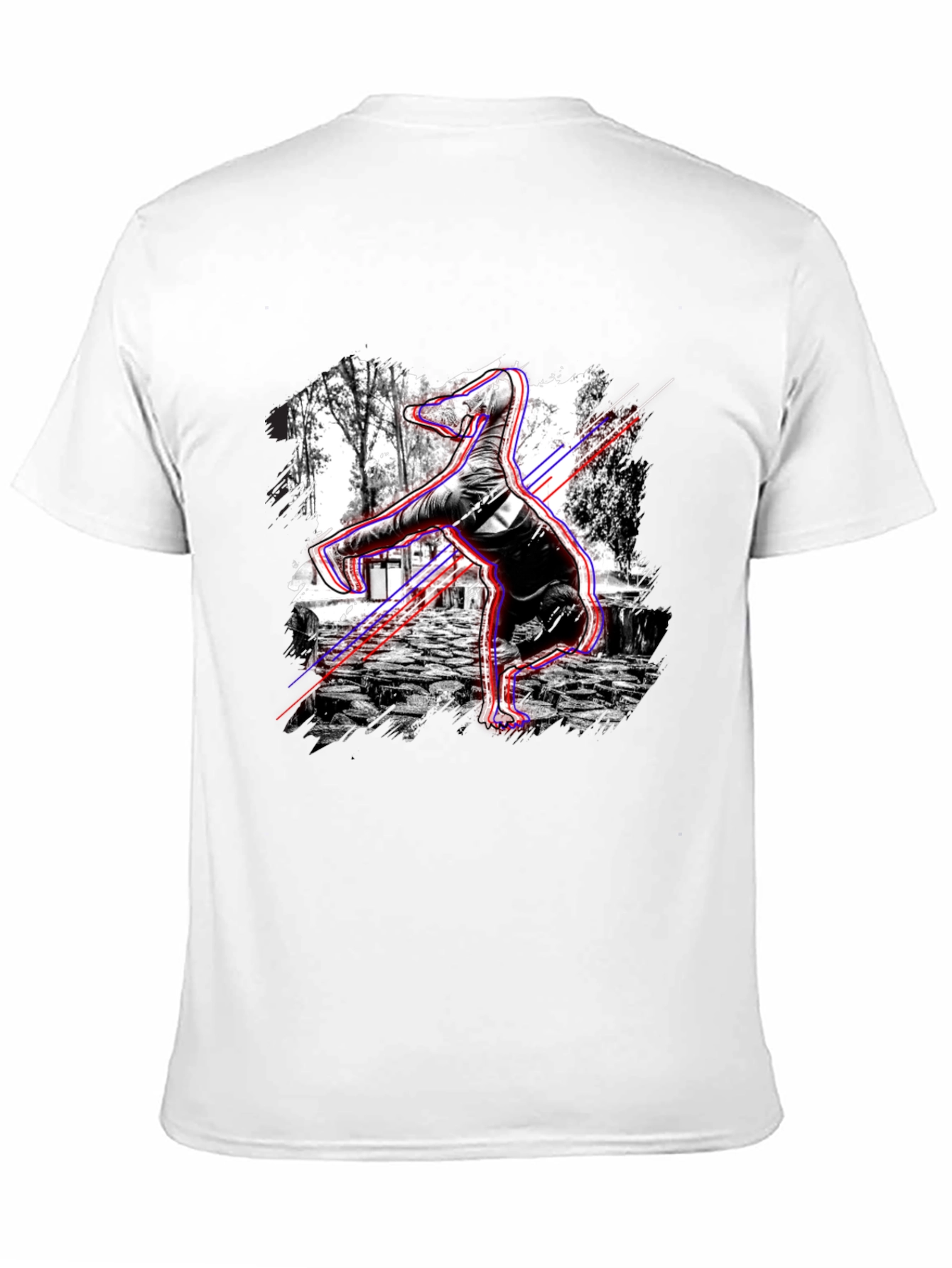 Graphic Black T-Shirt - Breakdancing Dinosaur