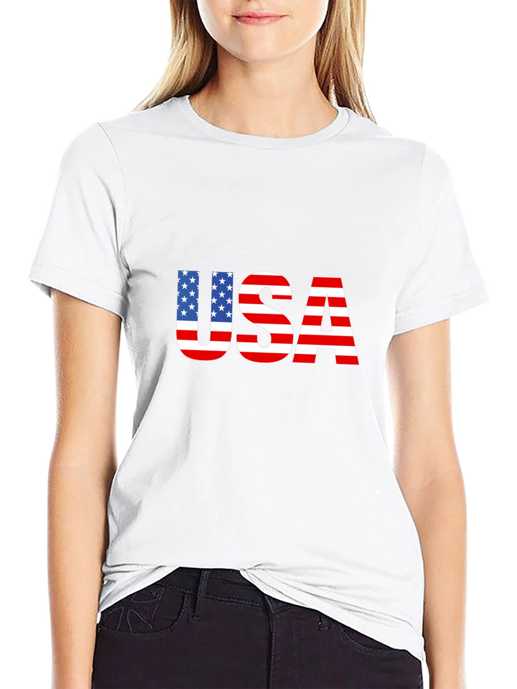USA Flag Graphic Black T-Shirt Patriotic