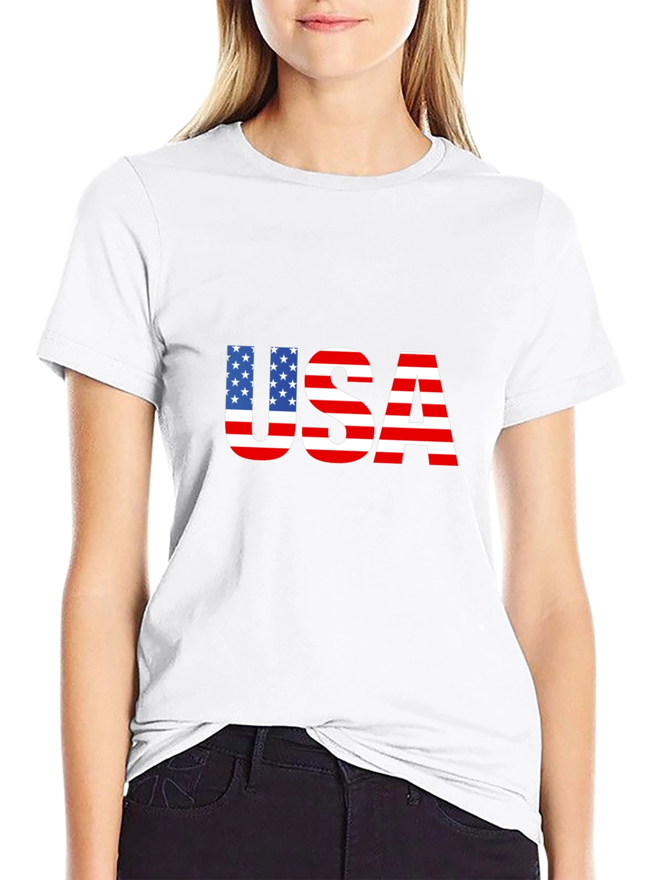 USA Flag Graphic Black T-Shirt Patriotic