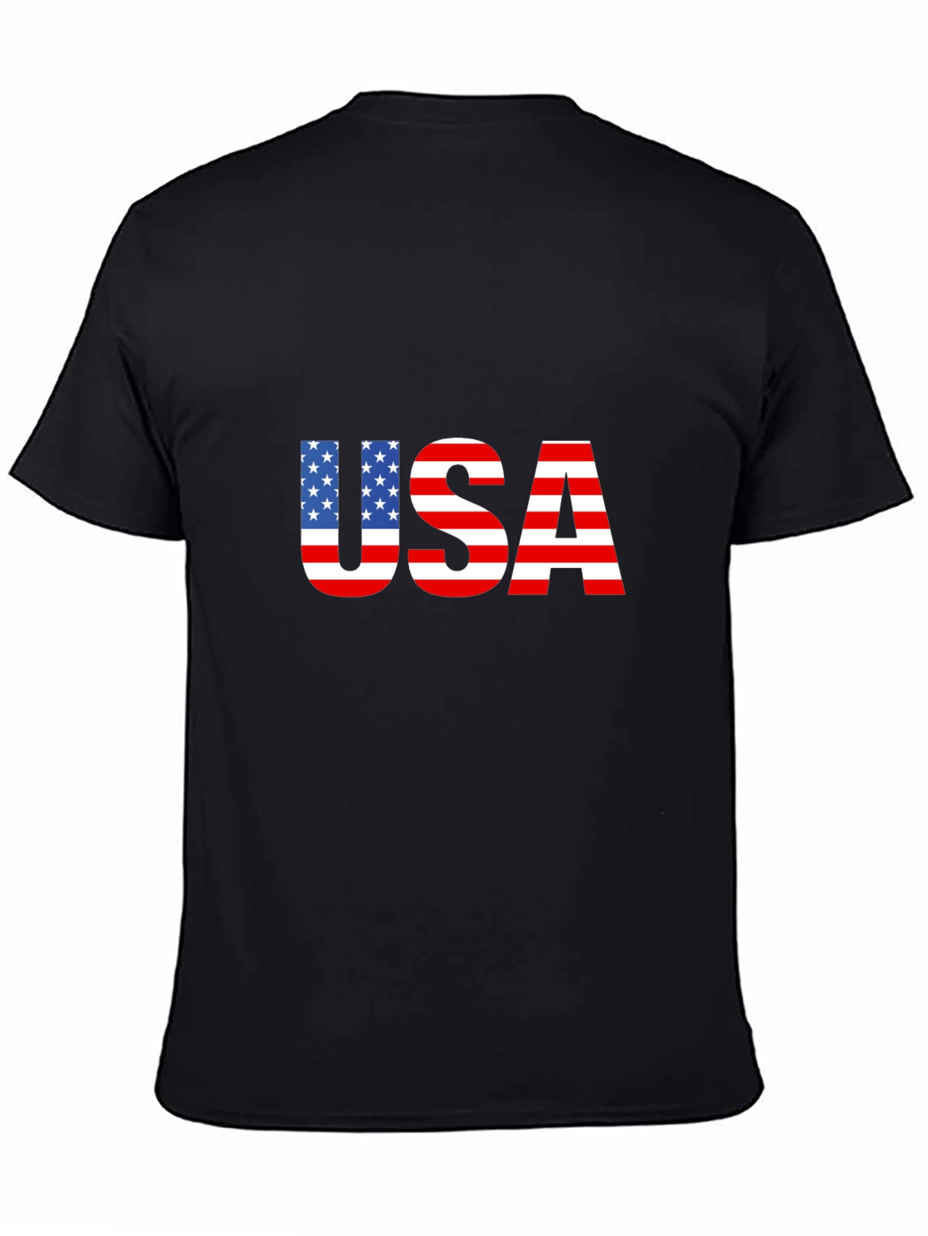 USA Flag Graphic Black T-Shirt Patriotic