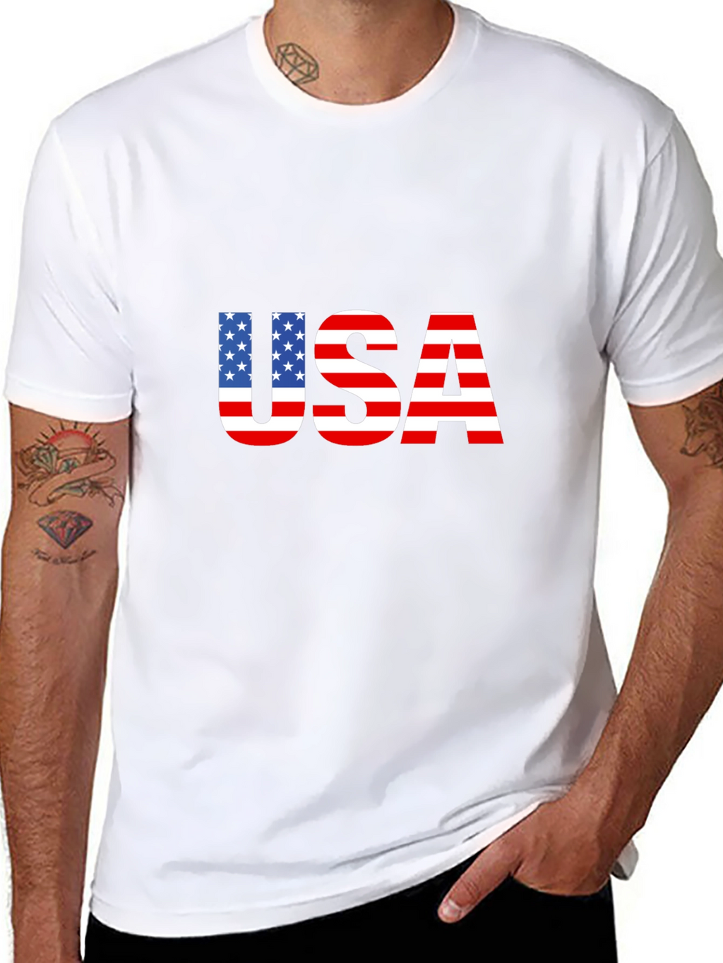 USA Flag Graphic Black T-Shirt Patriotic