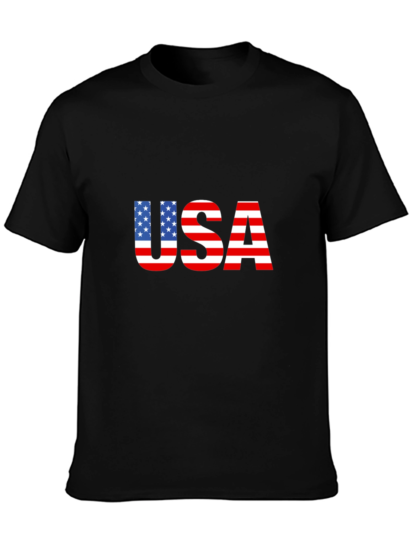 USA Flag Graphic Black T-Shirt Patriotic