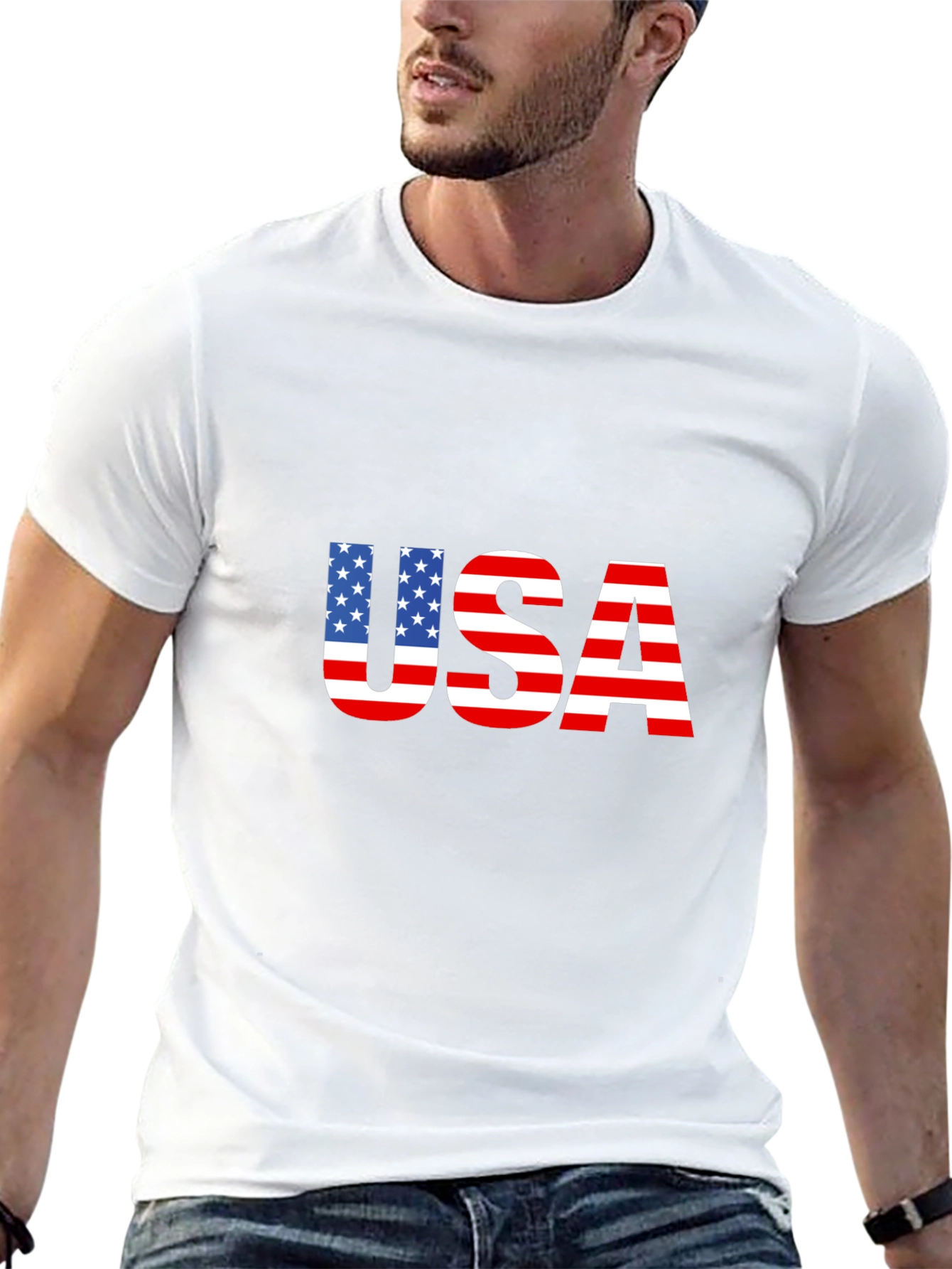 USA Flag Graphic Black T-Shirt Patriotic